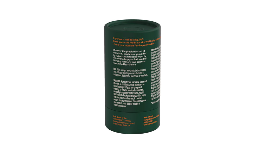 LIVEDROPS Balanced Essential Oil Blend Mandarin, Cardamom, Cypress & Patchouli | Calm, Harmony & Grounding | 10ml