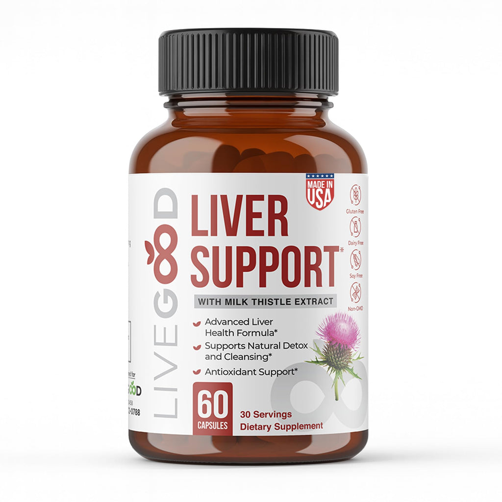 LiveGood Liver Support - Detox with Milk Thistle, Dandelion Root, Turmeric, NAC & TUDCA | 60 Count