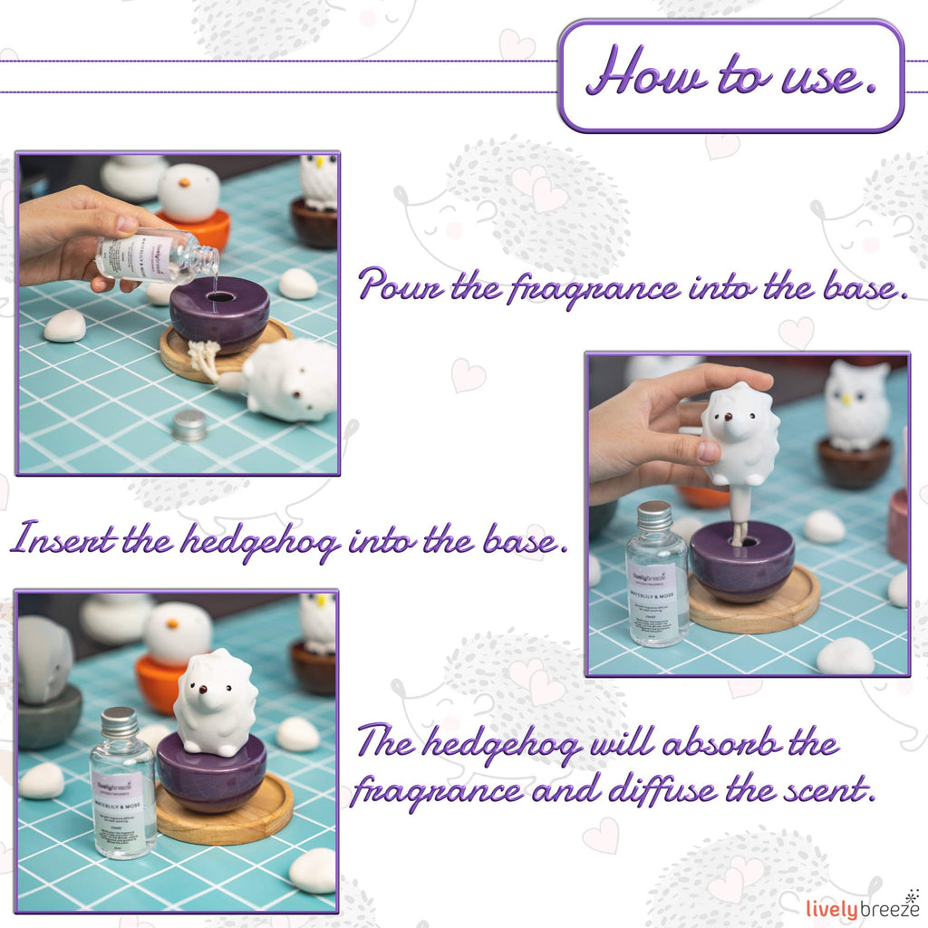 Lively Breeze Spiky Hedgehog Ceramic Diffuser – Non-Electric Aromatherapy for Desk, Car & Small Spaces