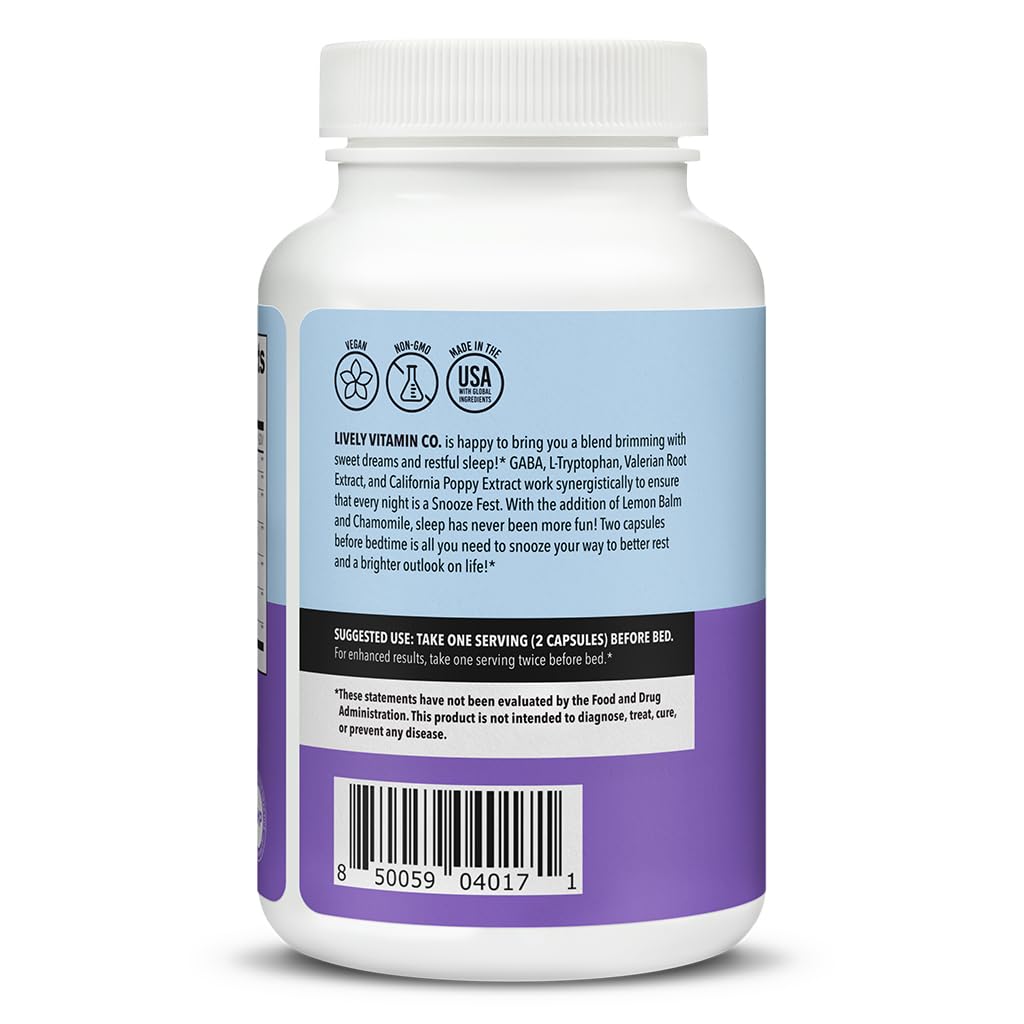 LIVELY VITAMIN CO Snooze Fest | Full REM Sleep Support, Relaxation & Recovery | 120 Count