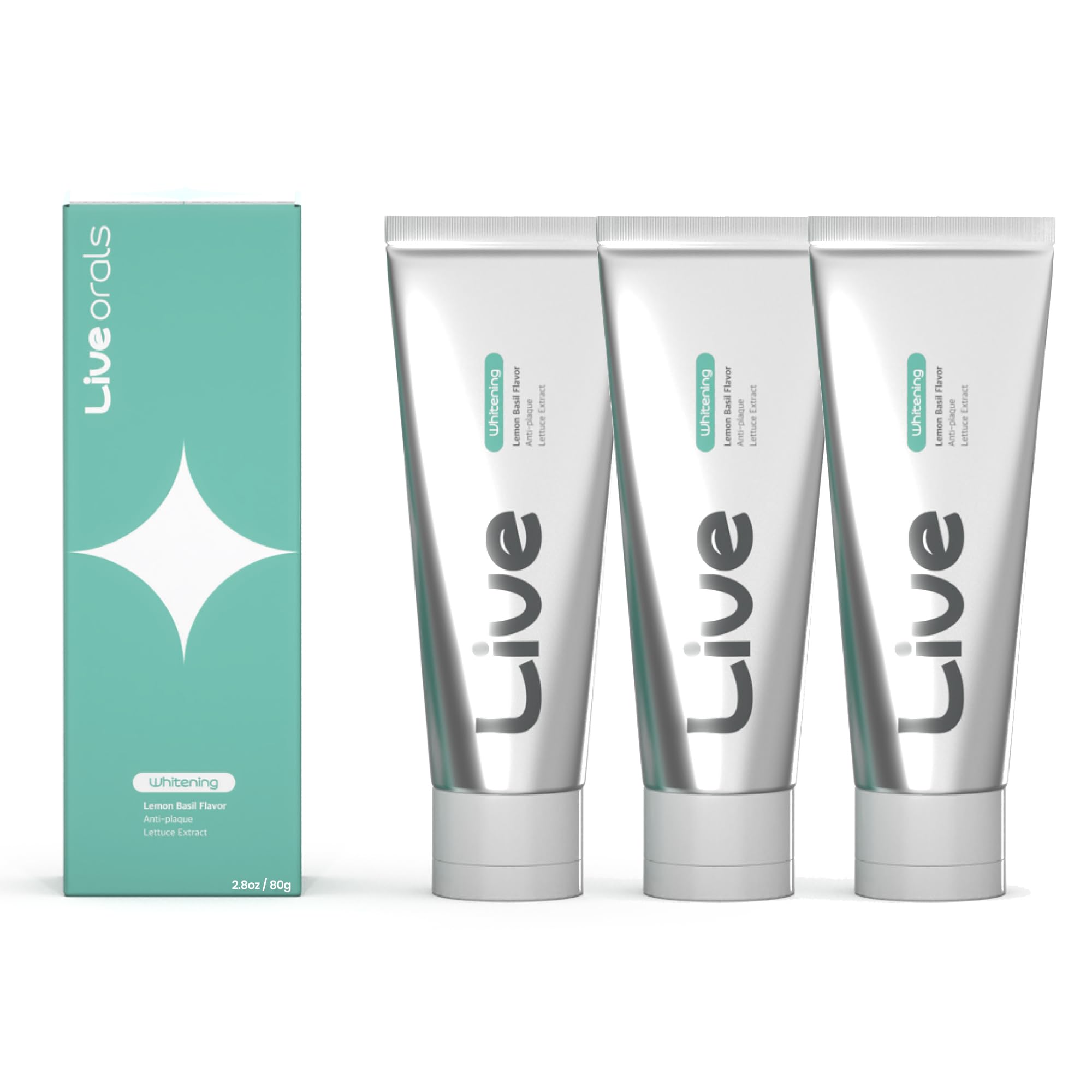 LiveOrals Whitening Toothpaste 3x80g – Fluoride-Free, Nano-Hydroxyapatite