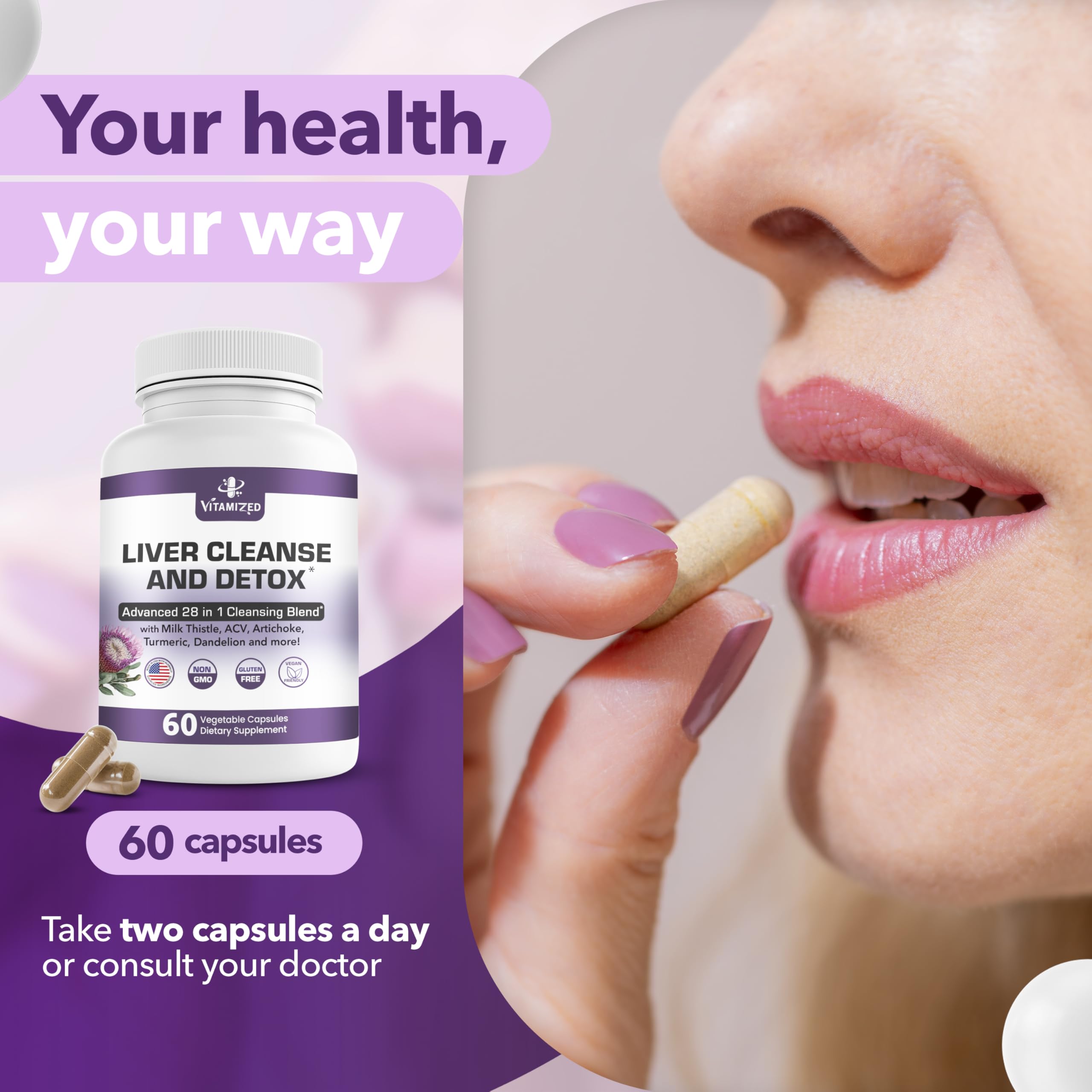 Liver Cleanse Detox & Repair – 28-in-1 Fatty Liver Supplement (Milk Thistle, Artichoke, Dandelion) | 60 Pills