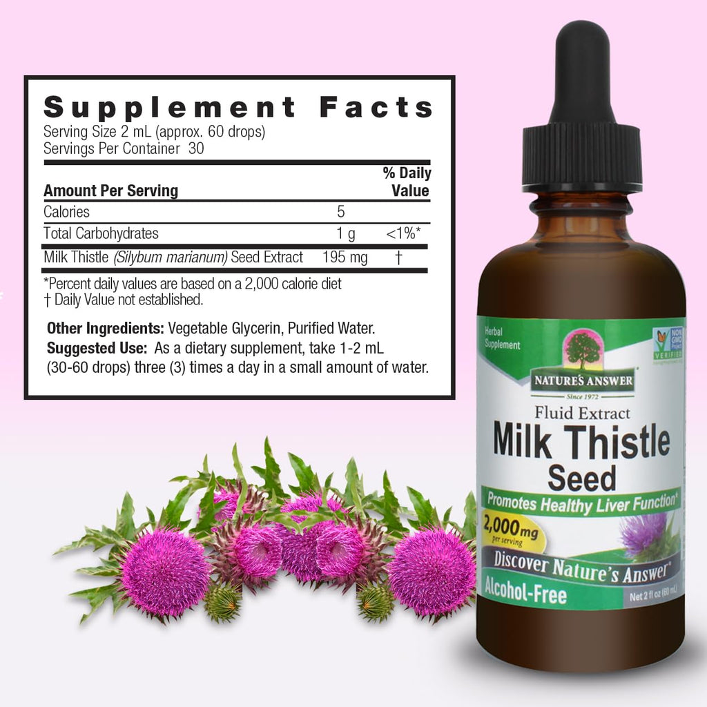 Nature's Answer Milk Thistle 2 oz Alcohol-Free Liver Support - Made in USA