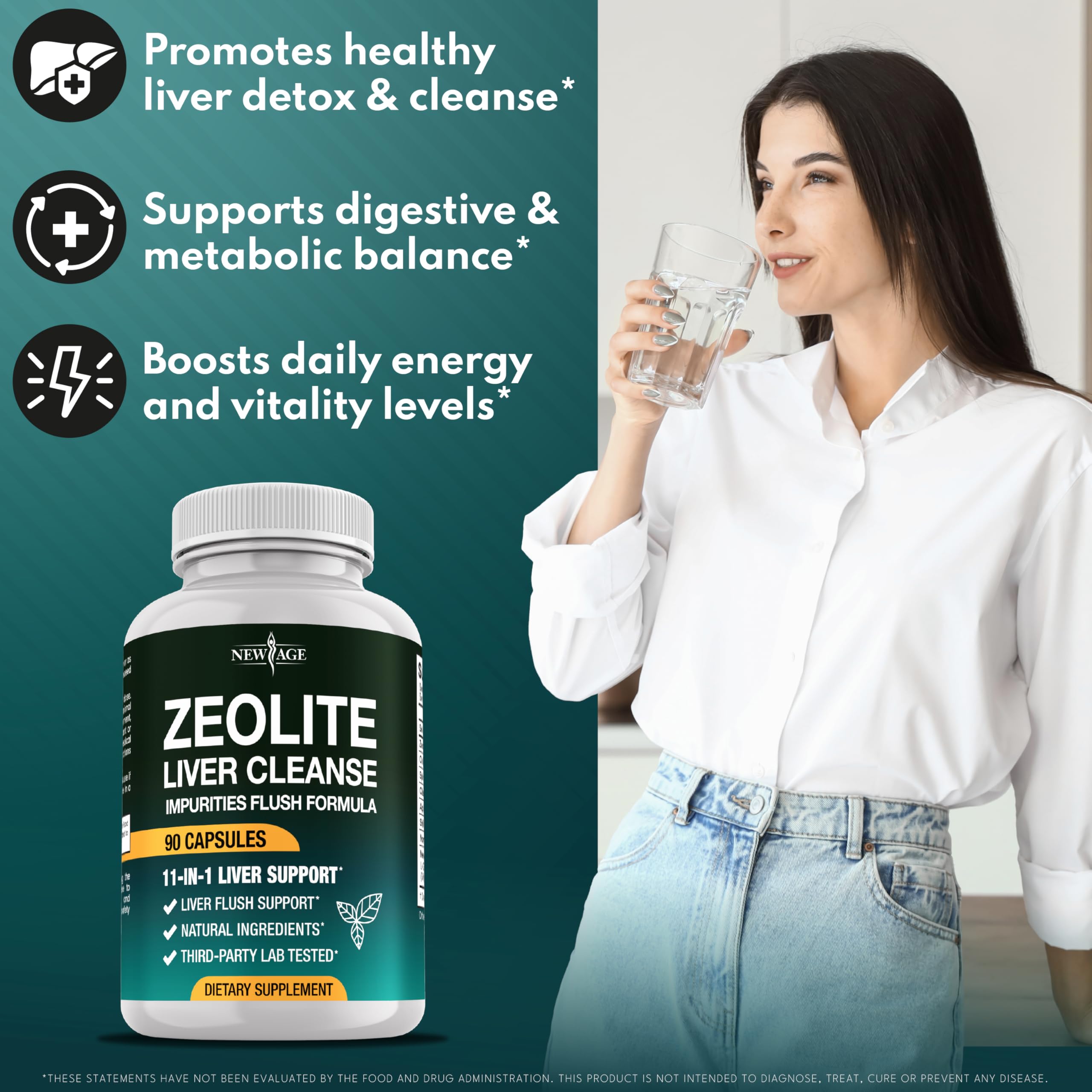 NEW AGE Liver Cleanse & Repair – 11-in-1 Detox for Heavy Metals & Gut Health (180 Count)