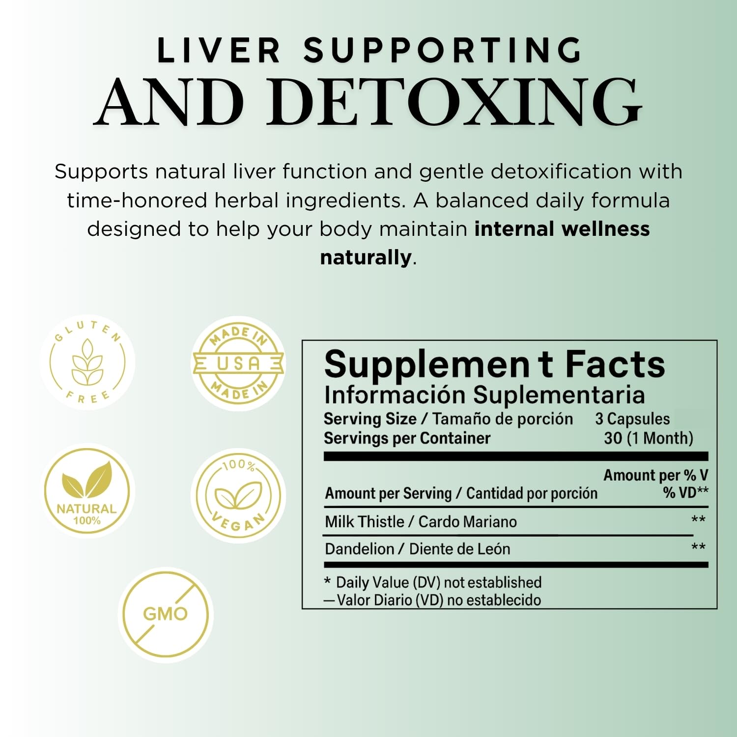 Milk Thistle + Dandelion Root — 90 Veggie Capsules | 1500 mg per Serving | Liver Health & Detox | 100% Natural | Made in USA | BexpertsUSA