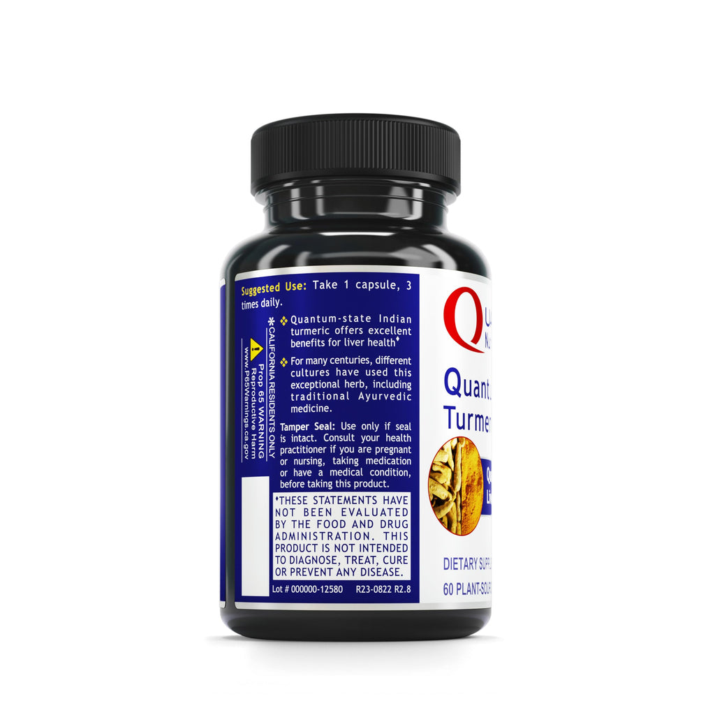 Quantum Nutrition Labs Turmeric - 500 mg Turmeric Capsules | Curcumin Supplement for Liver Support | 60 Vegetarian Capsules