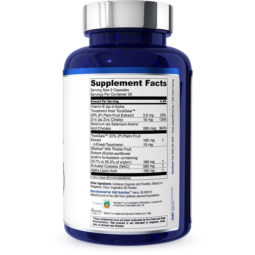 1MD Nutrition LiverMD - Liver Support Supplement with Siliphos Silybin & NAC | 60 Capsules