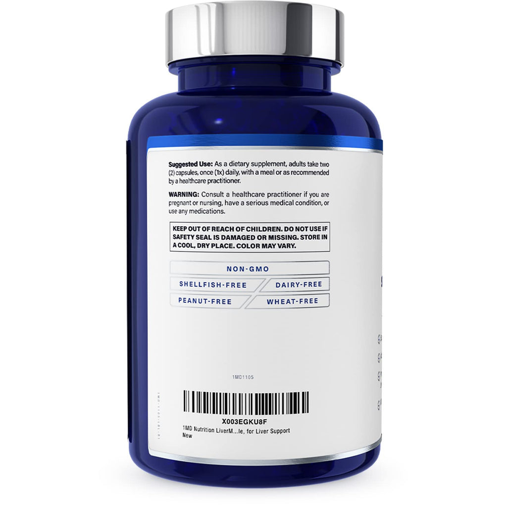 1MD LiverMD Liver Support Supplement | Siliphos Silybin for High Bioavailability | 60 Capsules (2-Pack)