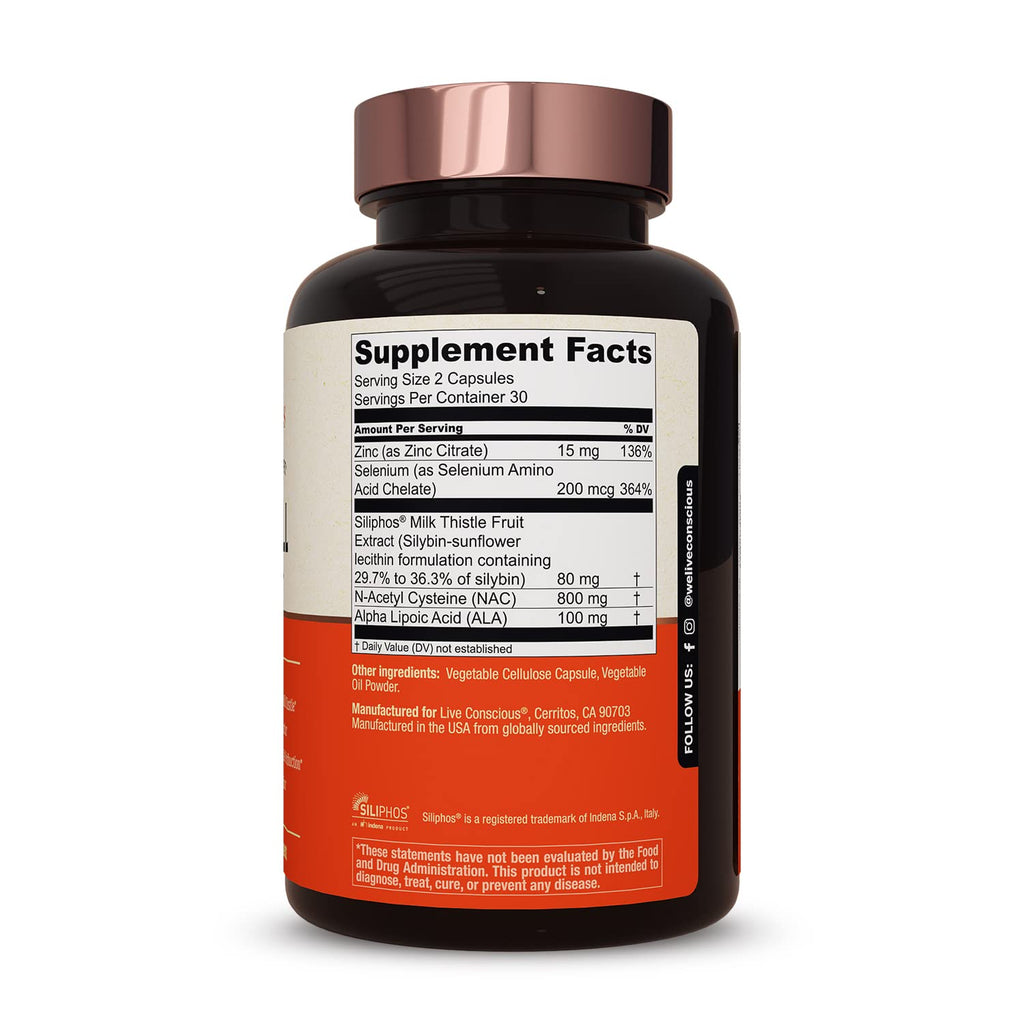 LiverWell Liver Cleanse & Metabolic Support – Milk Thistle, NAC, ALA, Zinc (60 Caps) | Live Conscious