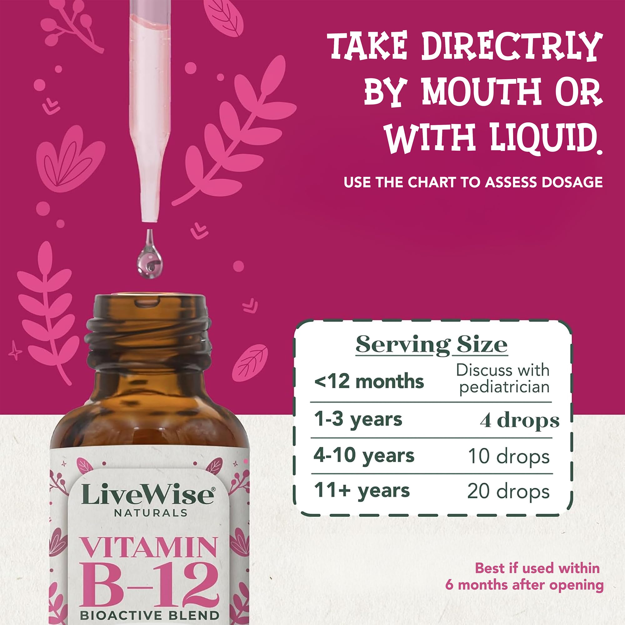LiveWise Naturals Organic B12 Vitamin Drops – Liquid Methylcobalamin & Adenosylcobalamin for Energy
