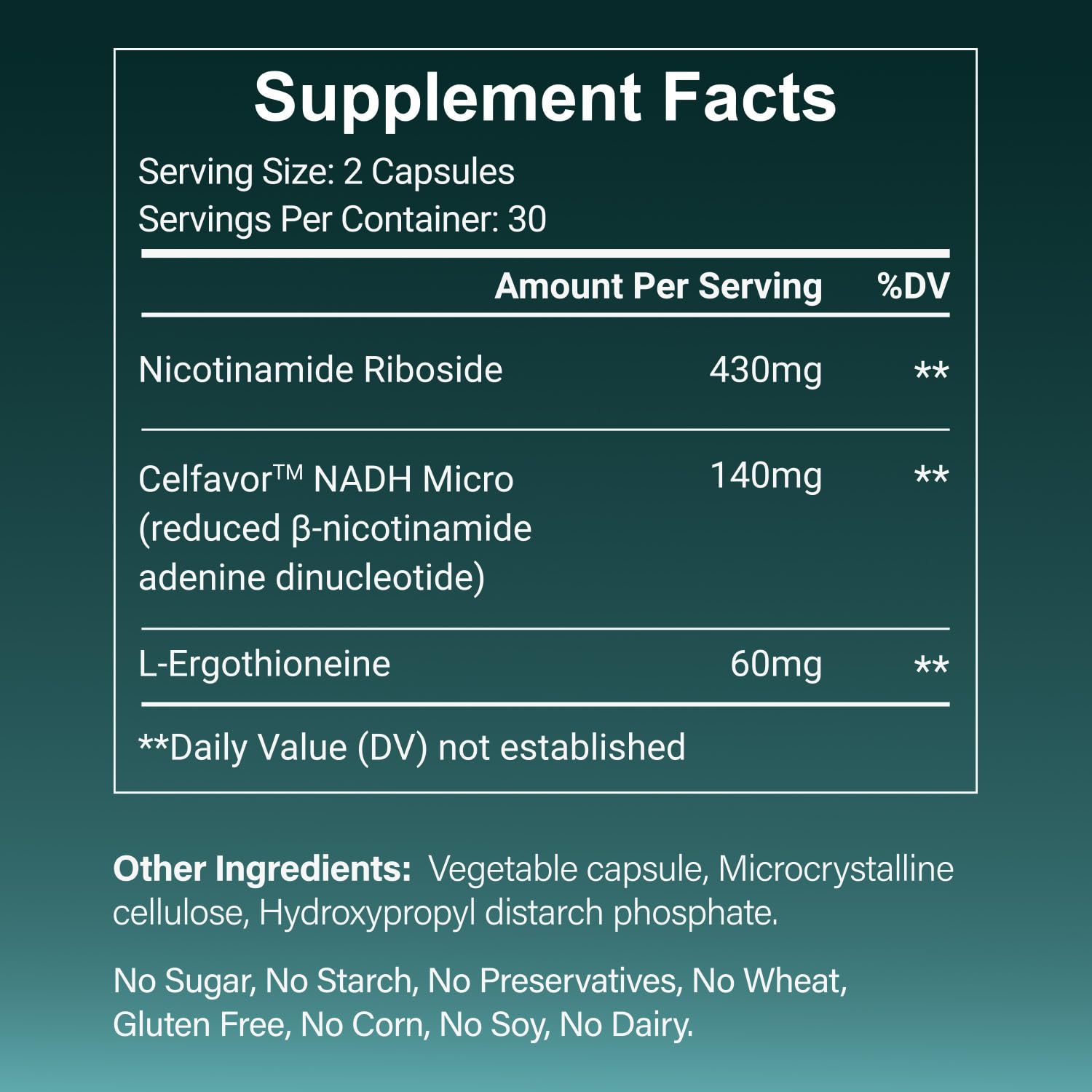 LiveYes NAD+ Supplement for Women | NR, NADH, L-Ergothioneine | 60 Capsules