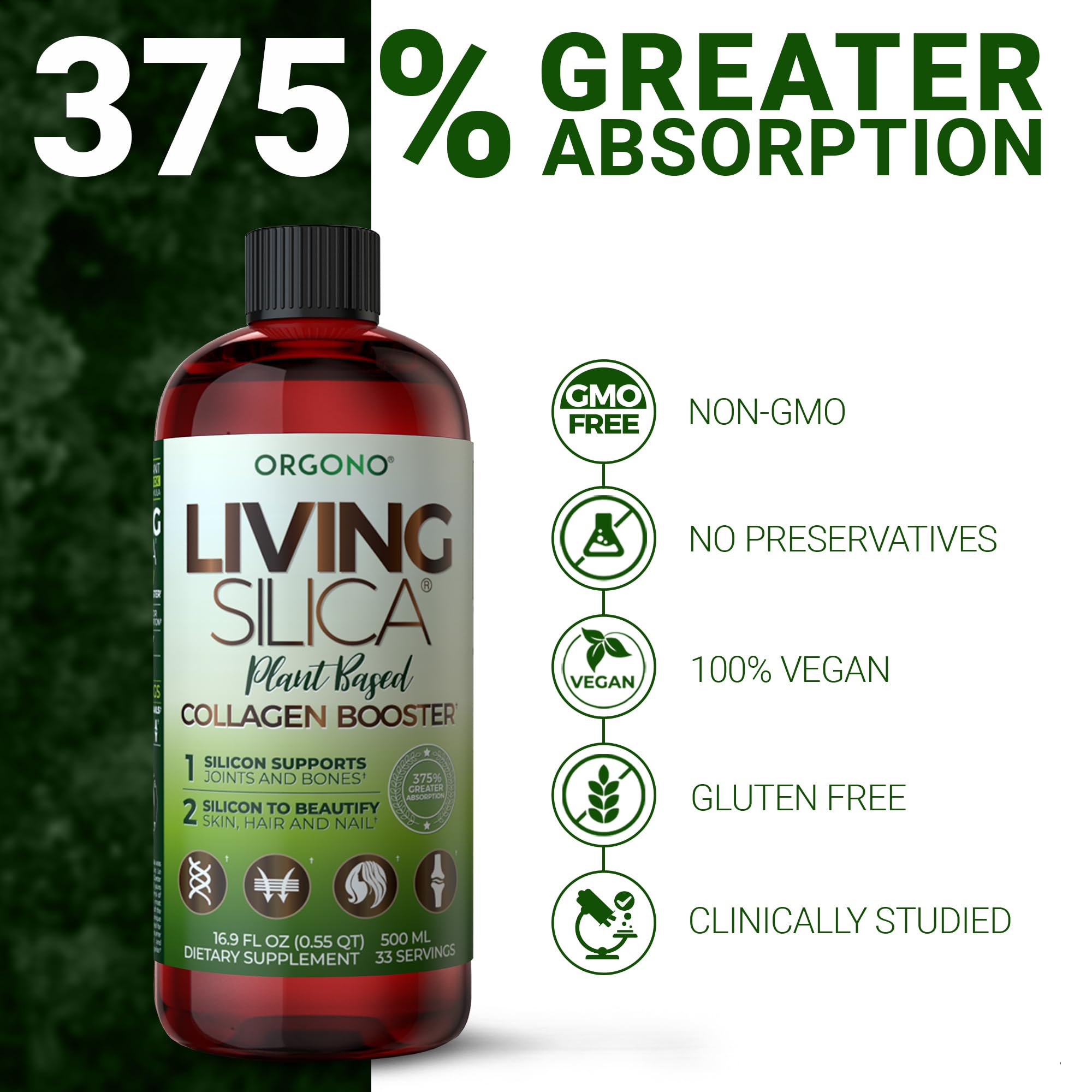 Living Silica Plant-Based Collagen Booster | Vegan | 500 ml