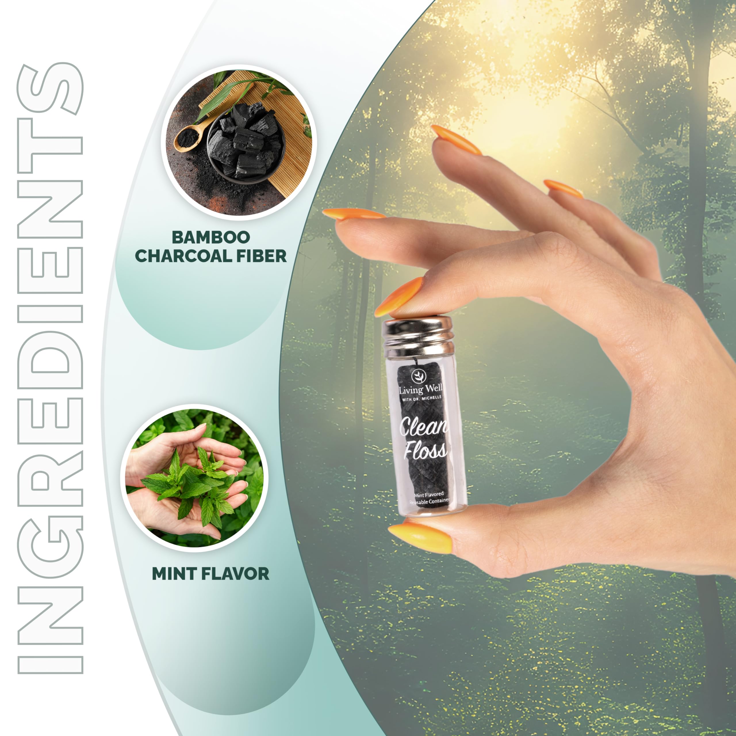 Living Well Bamboo Charcoal Dental Floss – Natural, Vegan & Biodegradable