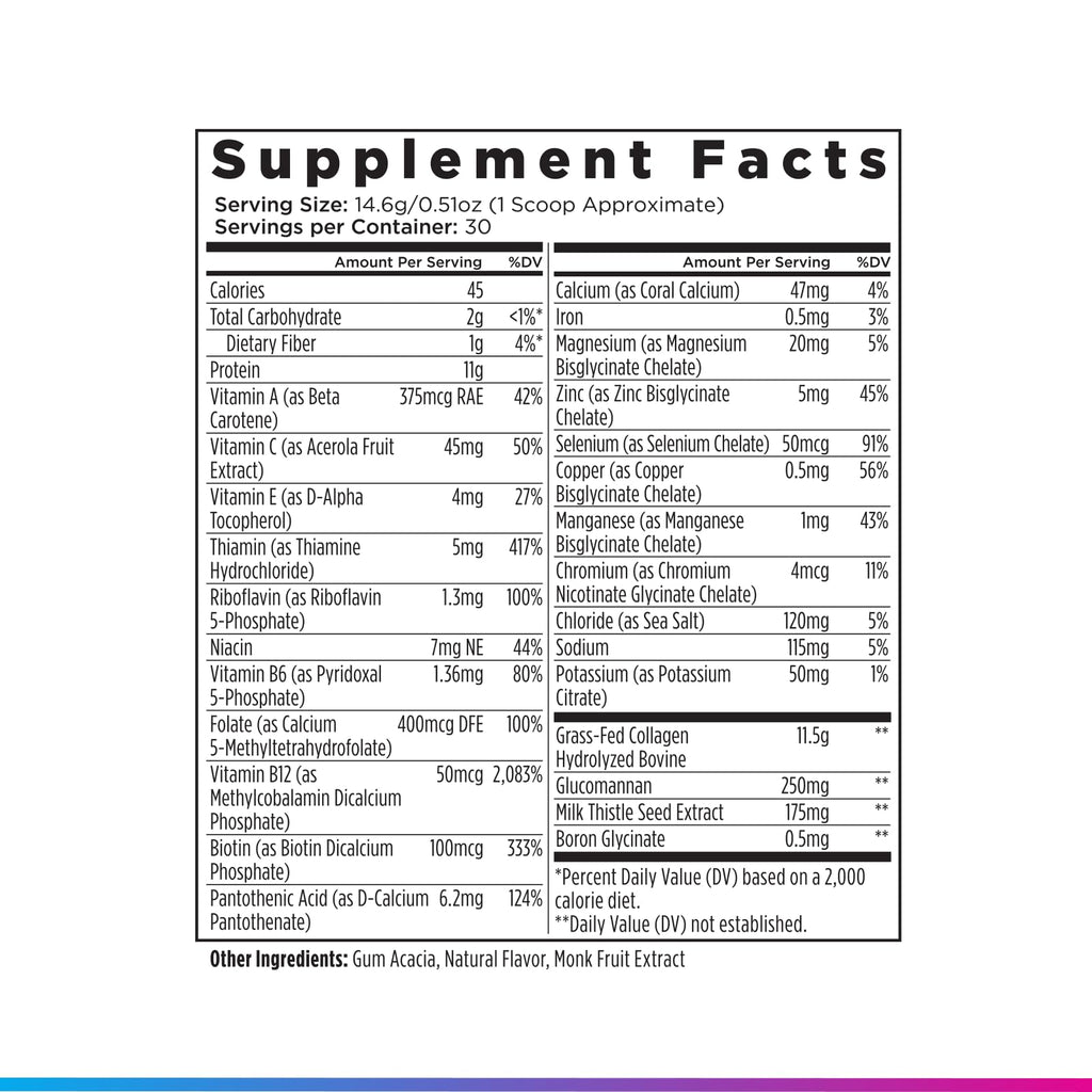 Livingood Daily Collagen Powder Vanilla – Grass-Fed, Vitamin C & Multivitamins, Gluten Free, 30 Servings