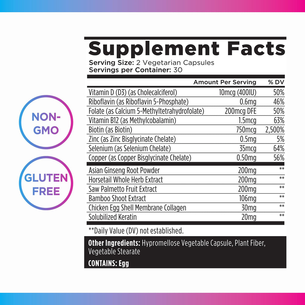 Livingood Daily Hair, Skin & Nails Supplement — 14-in-1 Formula, 60 Capsules, Gluten Free