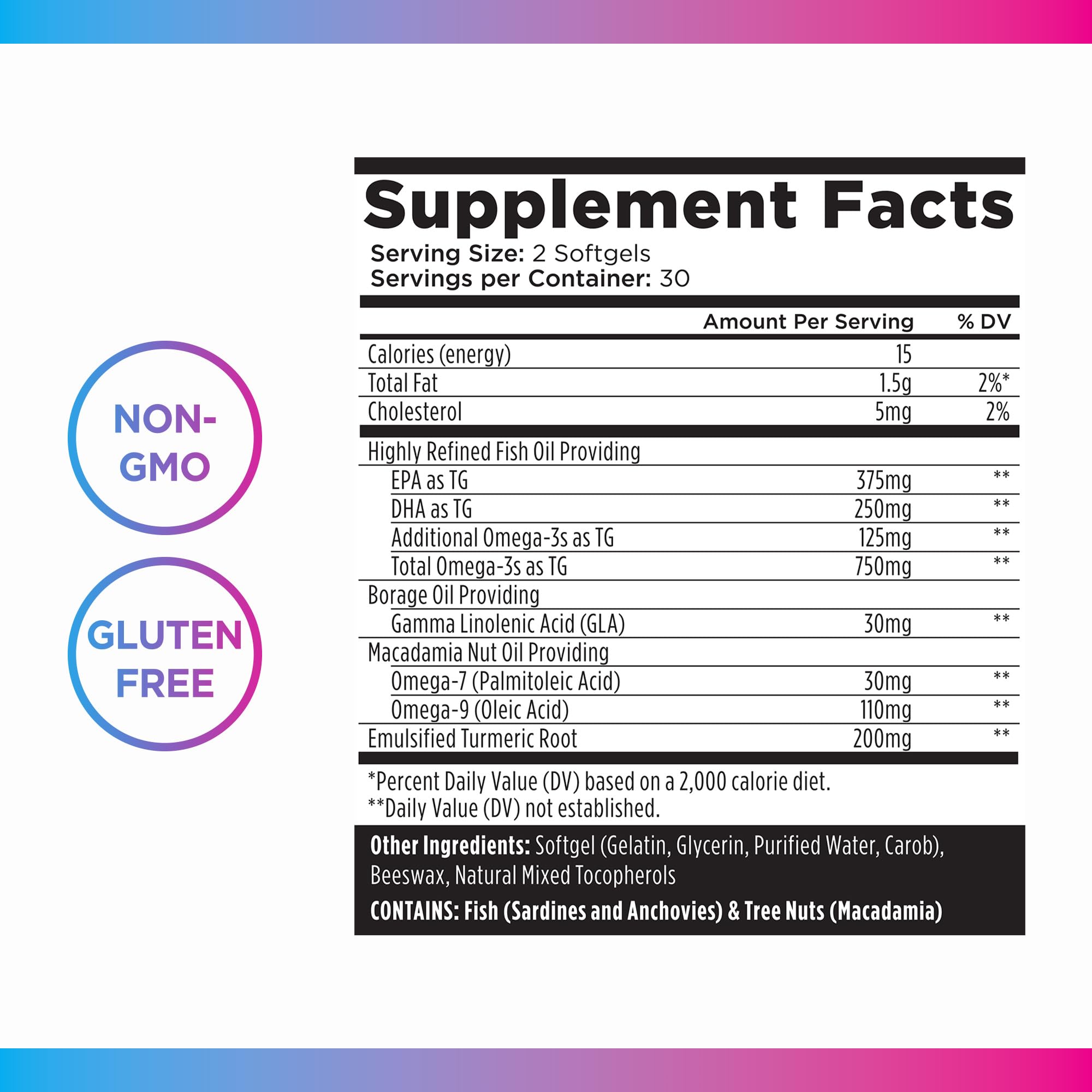 Livingood Daily Omega 3-6-9 Plus Turmeric Curcumin — EPA & DHA, 60 Softgels