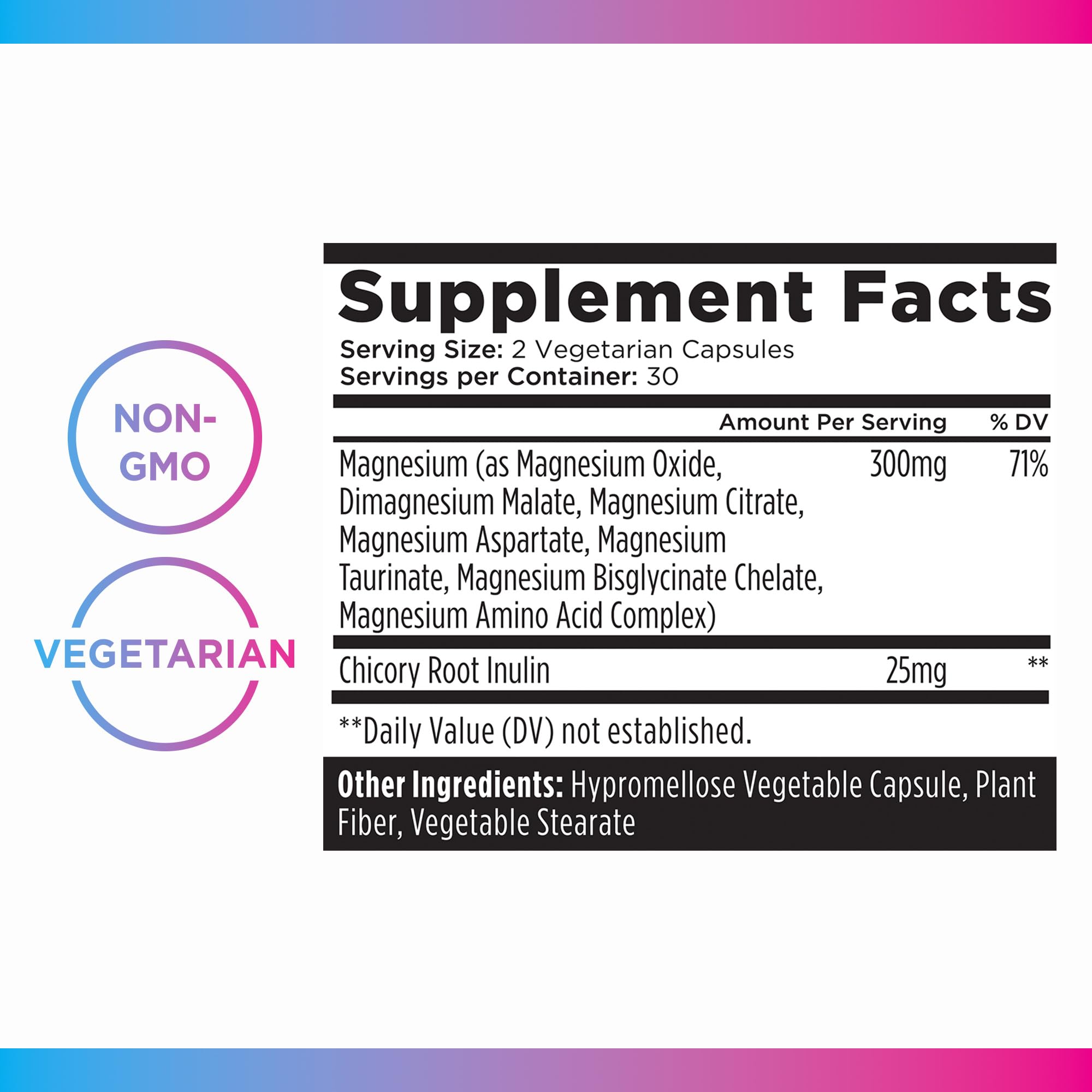 Livingood Daily Magnesium Supplement – 7-Form Glycinate-Citrate-Malate, 300mg, 60 Capsules