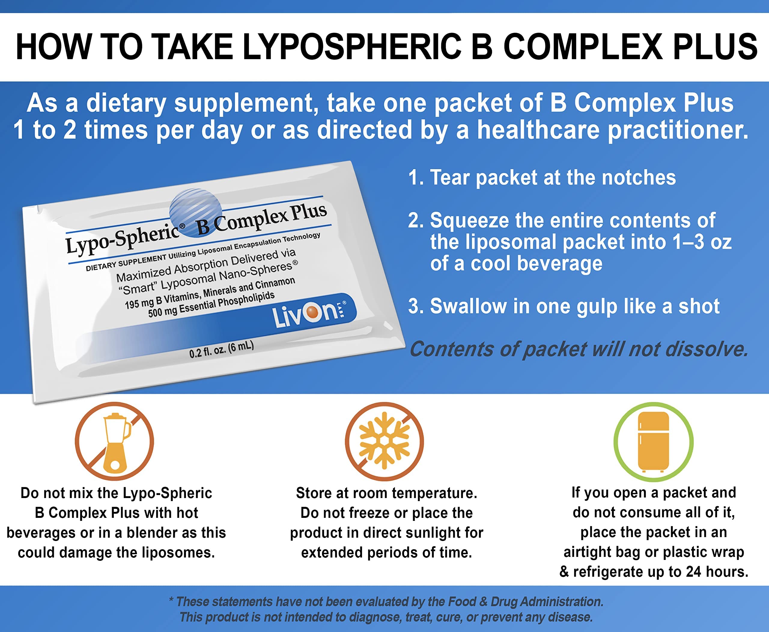 LivOn Laboratories Lypo-Spheric B Complex Plus – 2 Pack (30 Packets) – 195 mg B Vitamins, Cinnamon | Liposome-Encapsulated for Maximum Bioavailability