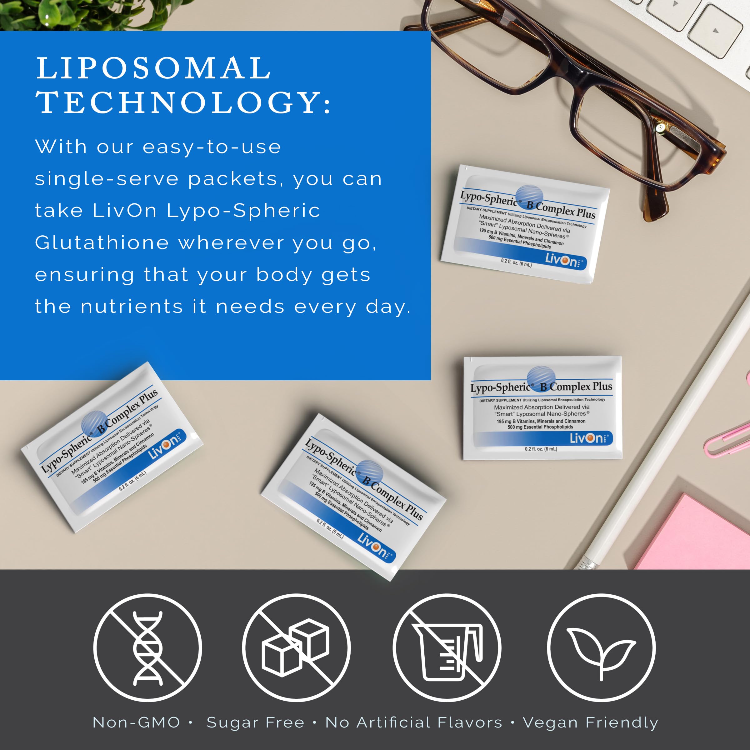 LivOn Lypo-Spheric B Complex Plus – 190 mg B Vitamins + Cinnamon | Liposome-Encapsulated, Non-GMO