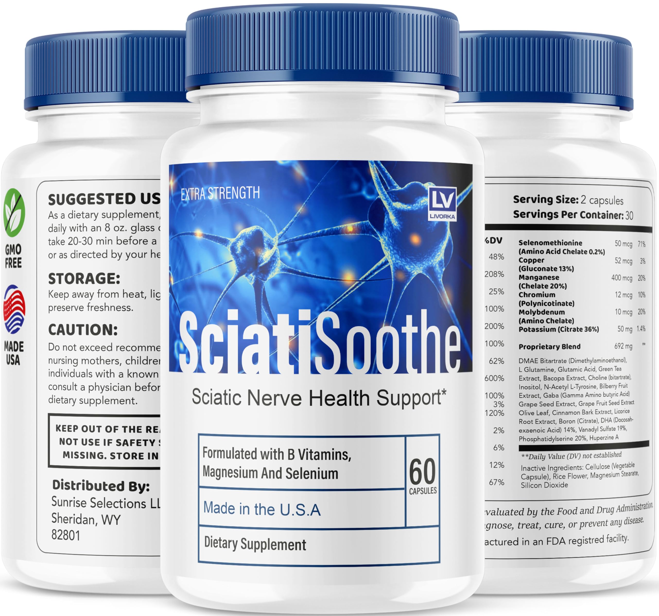 LIVORKA (3 Pack) Sciatisoothe – Sciatisoothe Supplement, 180 Capsules for 3 Months