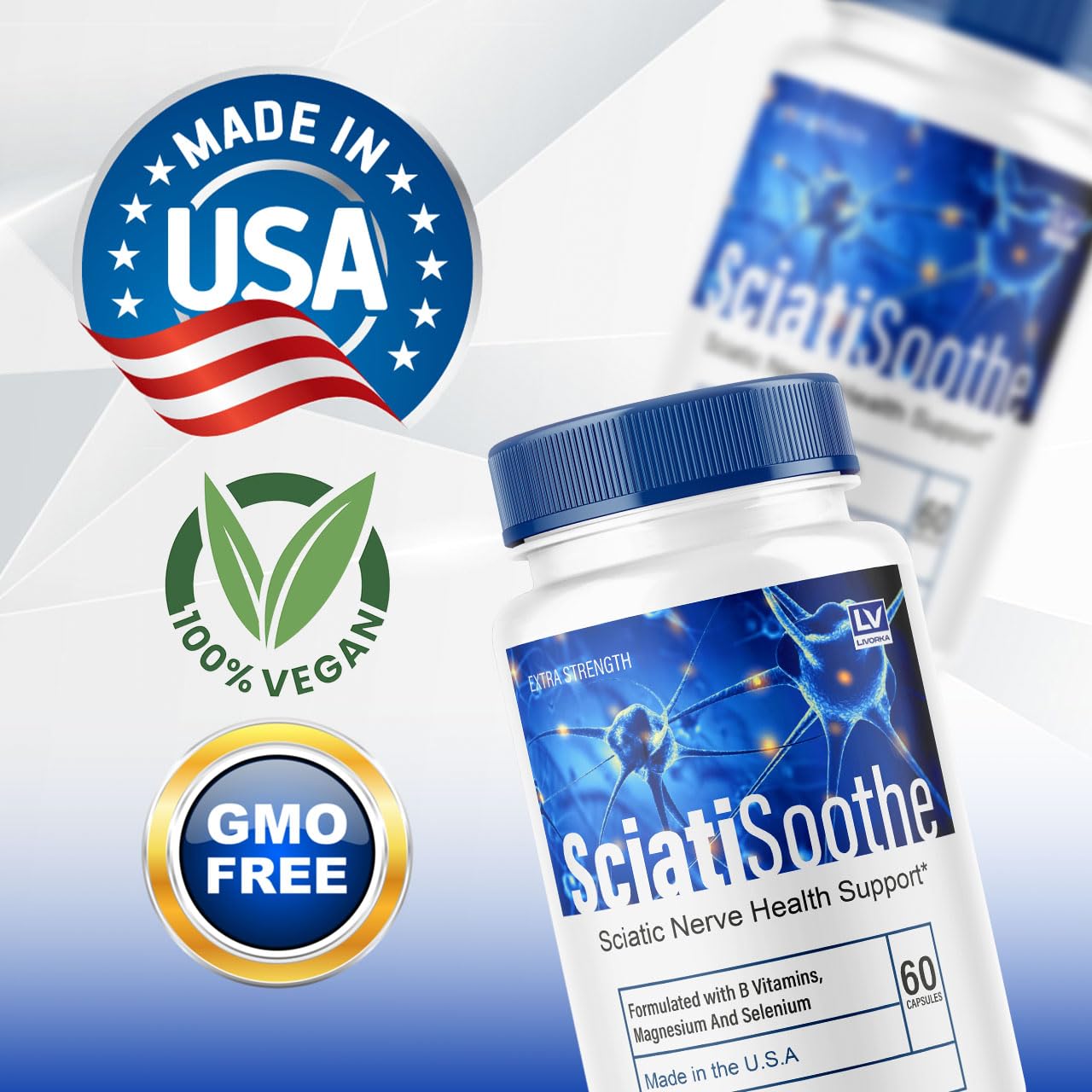 LIVORKA 5 Pack Sciatisoothe – Sciatisoothe Supplement (300 Capsules)