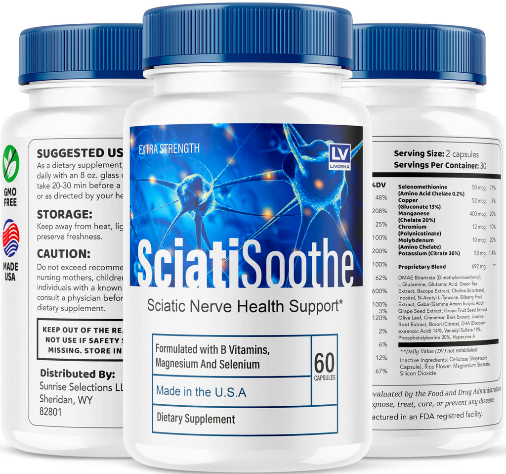 LIVORKA 5 Pack Sciatisoothe – Sciatisoothe Supplement (300 Capsules)