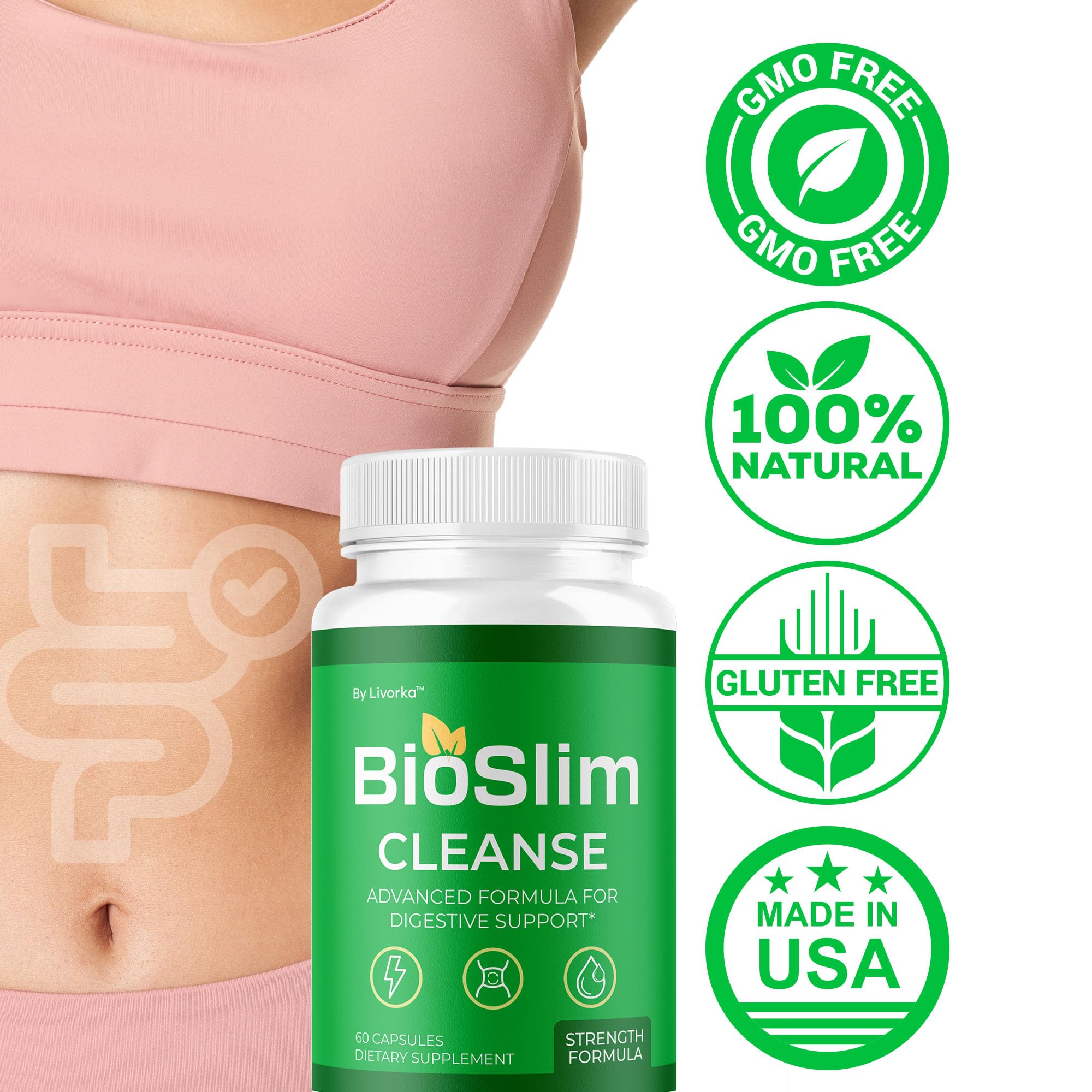 LIVORKA BioSlim Cleanse Capsules – 3 Pack Premium Digestive Support, 180 Capsules