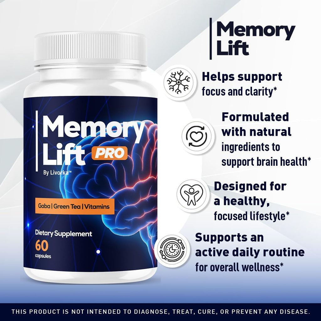 LIVORKA Memory Lift Pro 5 Pack – All-Natural Brain Support Capsules, 300 Count
