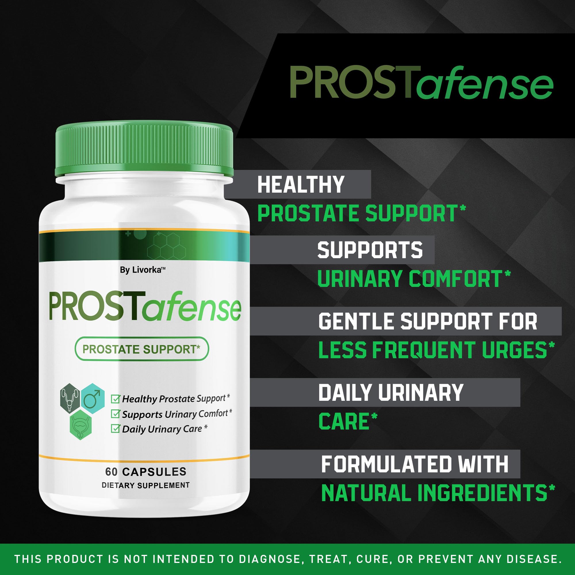 LIVORKA Prostafense Health Supplements for Men Capsules – Official Prostafense Pills, Daily Wellness, 60 Capsules