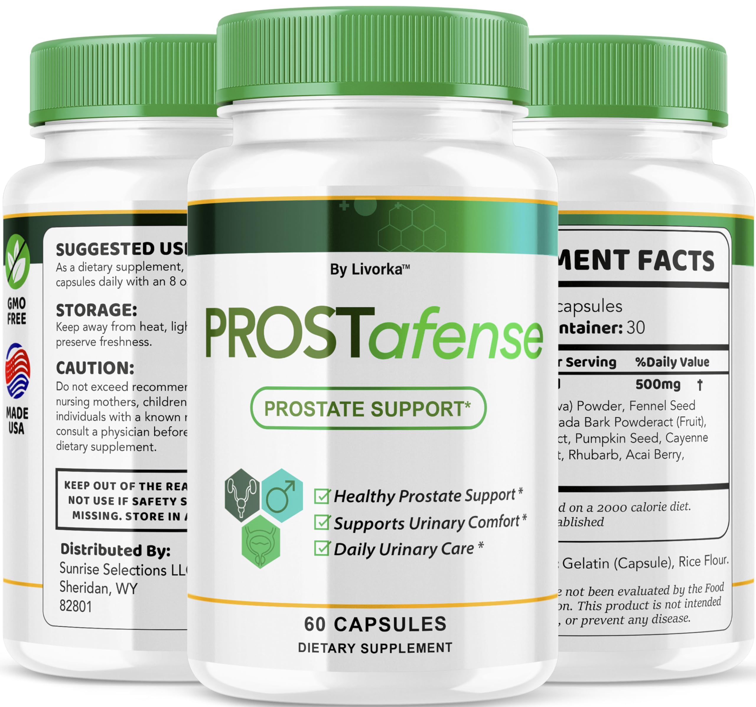 LIVORKA Prostafense Health Supplements for Men Capsules – Official Prostafense Pills, Daily Wellness, 60 Capsules