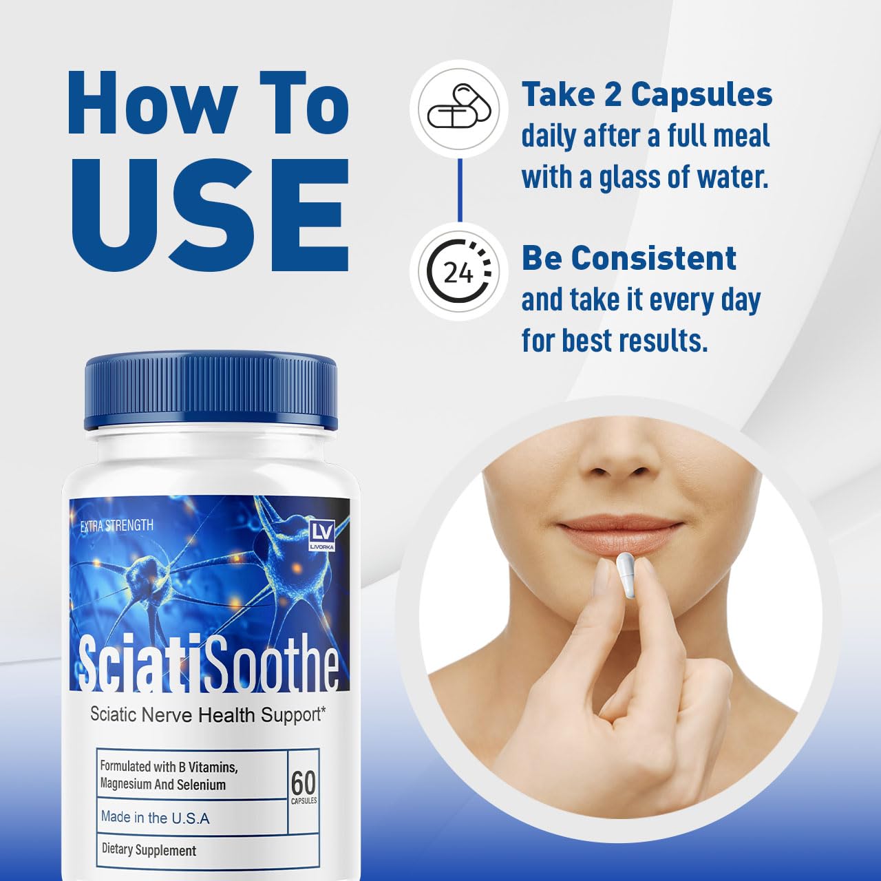 LIVORKA (3 Pack) Sciatisoothe – Sciatisoothe Supplement, 180 Capsules for 3 Months