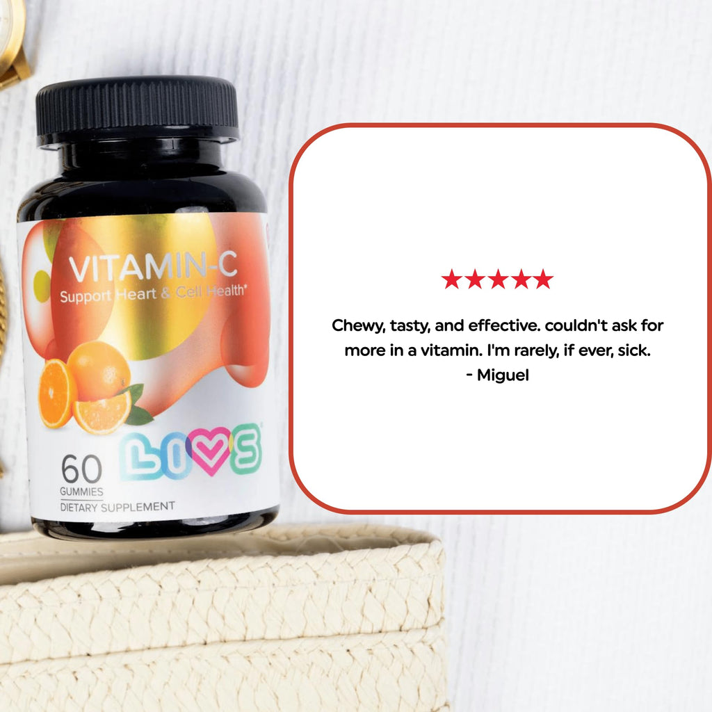 LIVS Vitamin C 250mg Gummies - Immune Support, Vegan & Gluten-Free, 60 ct