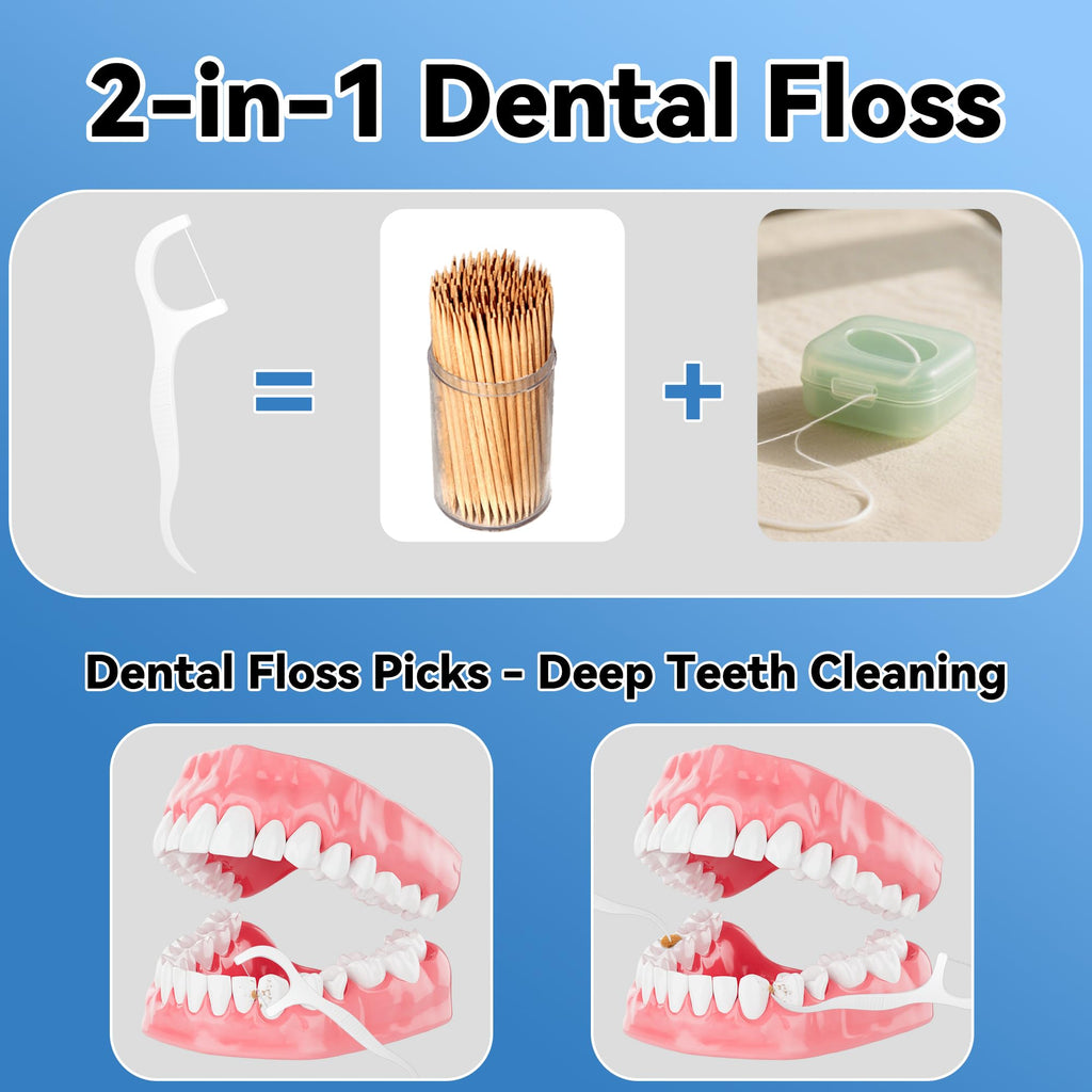 LJIACLEA Floss Picks 300 Count – Bulk Dental Flossers with Travel Case