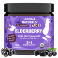 Llama Naturals Elderberry Gummies for Kids — Vegan Organic Immune Support with Vitamin C & Zinc (120 Ct)