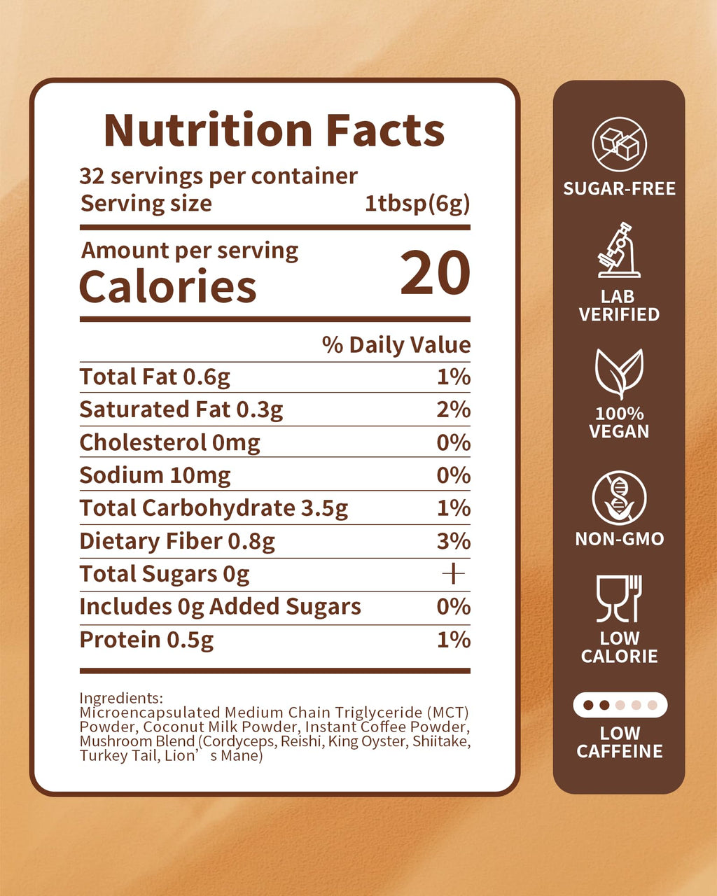 LMKEZHAN Organic Mushroom Coffee – 6 Adaptogenic Mushrooms, Instant, 32 Sticks