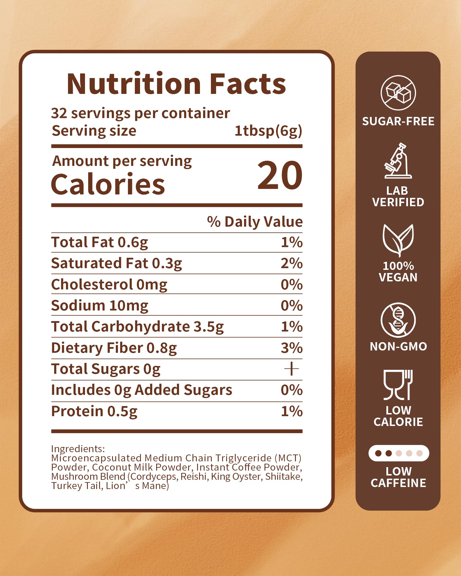 LMKEZHAN Organic Mushroom Coffee – 6 Adaptogenic Mushrooms, Instant, 32 Sticks