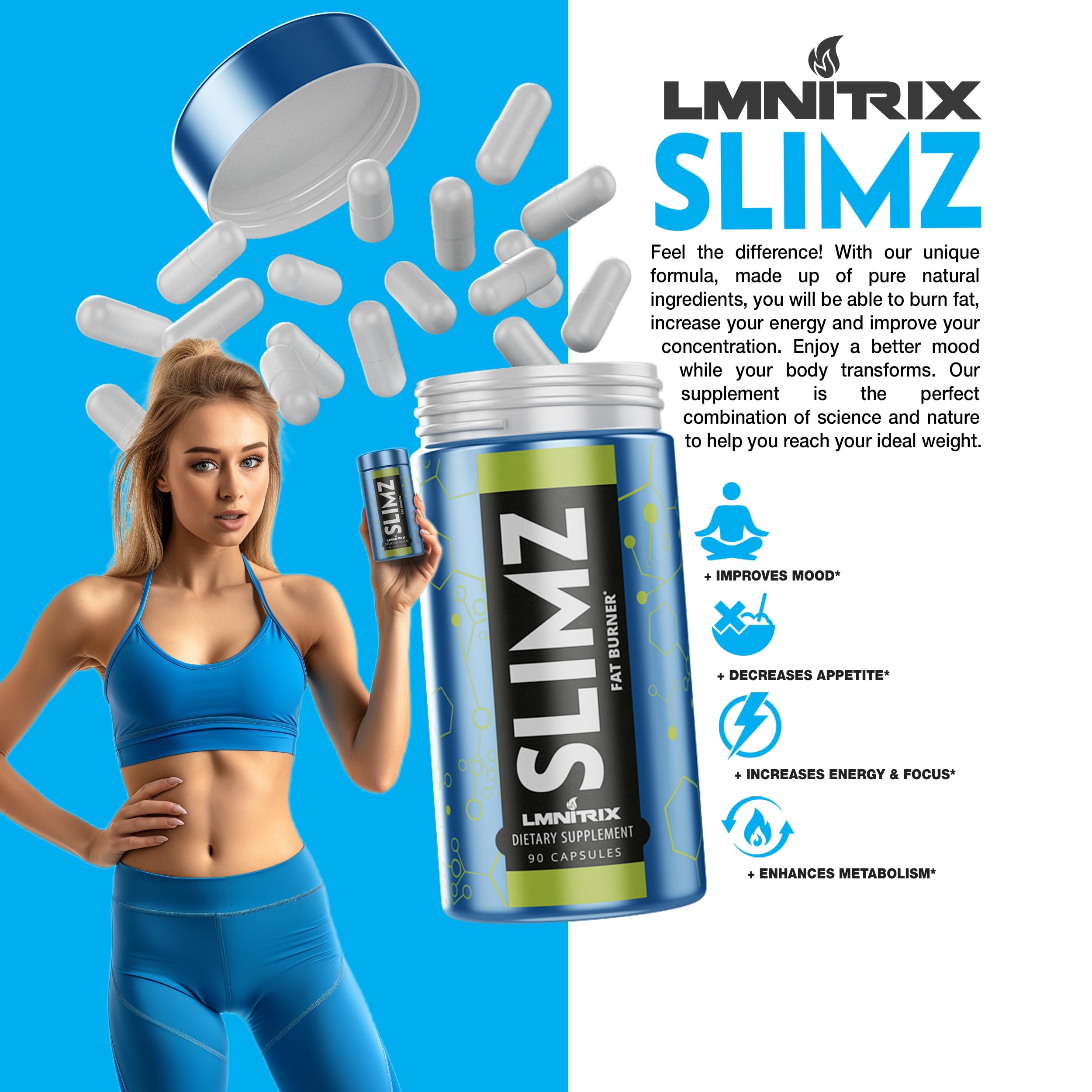 LMNITRIX SLIMZ Fat Burner & Mood Enhancer – 90 Capsules