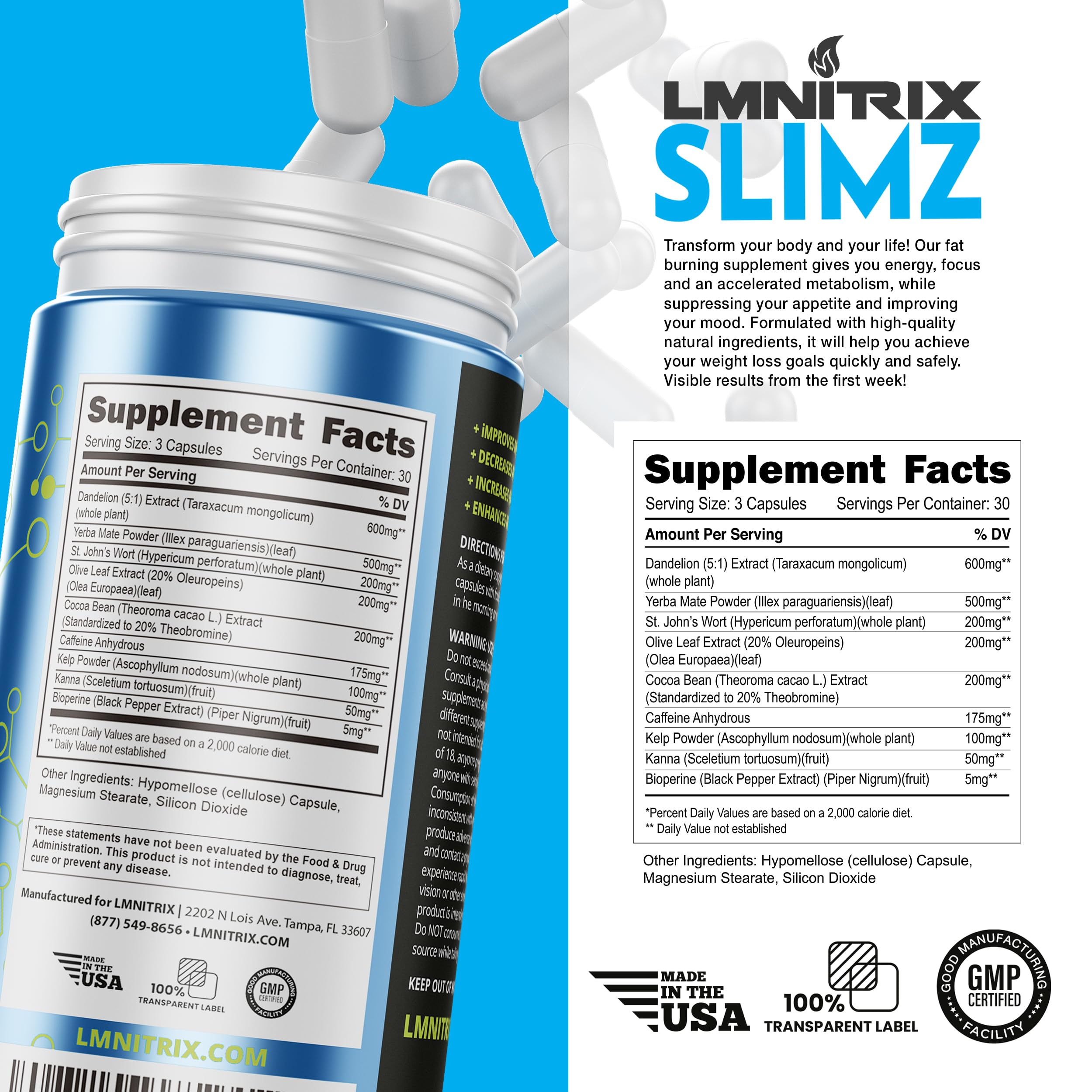 LMNITRIX SLIMZ Fat Burner & Mood Enhancer – 90 Capsules