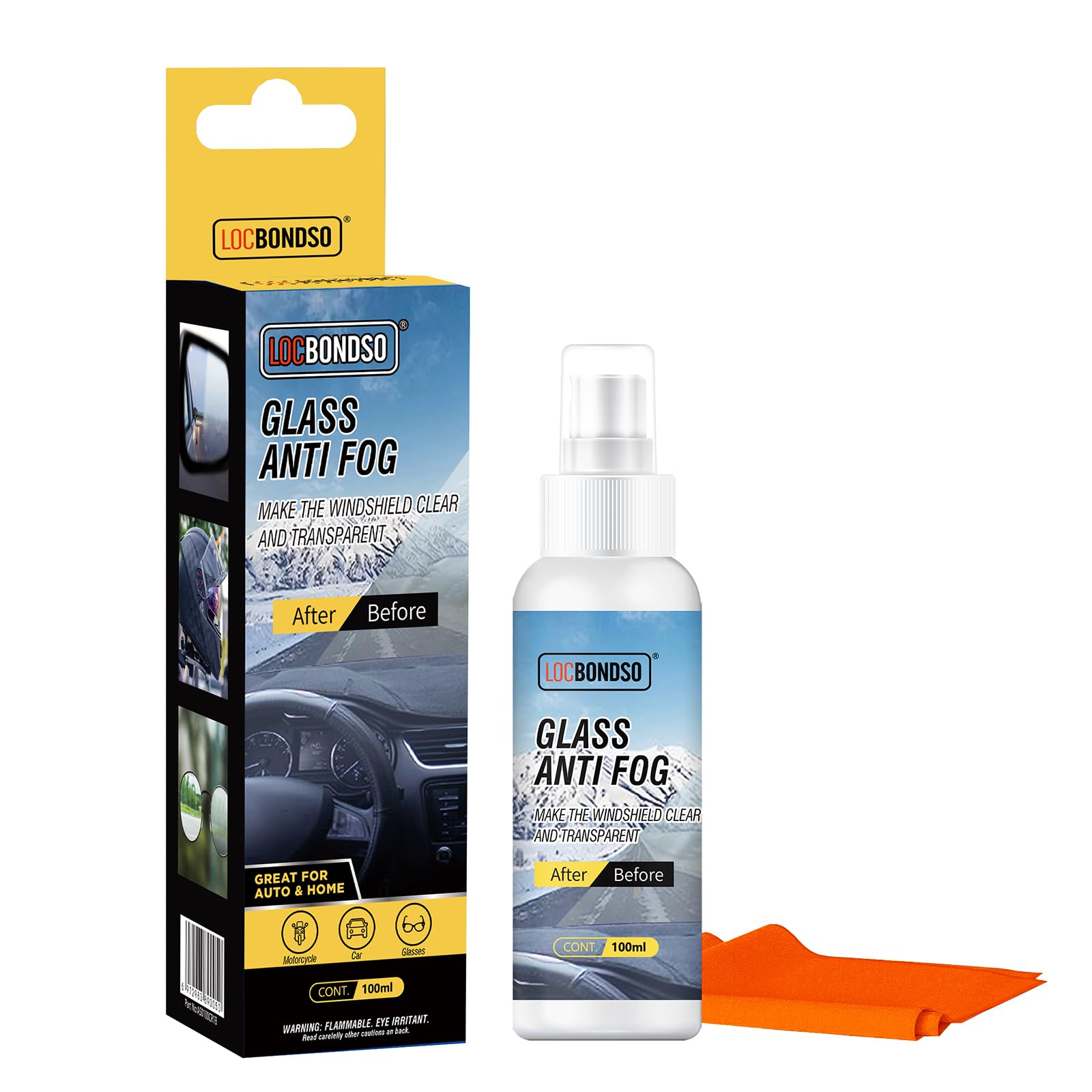LOCBONDSO Anti Fog Spray for Glasses - Fog-Free Vision 100ml