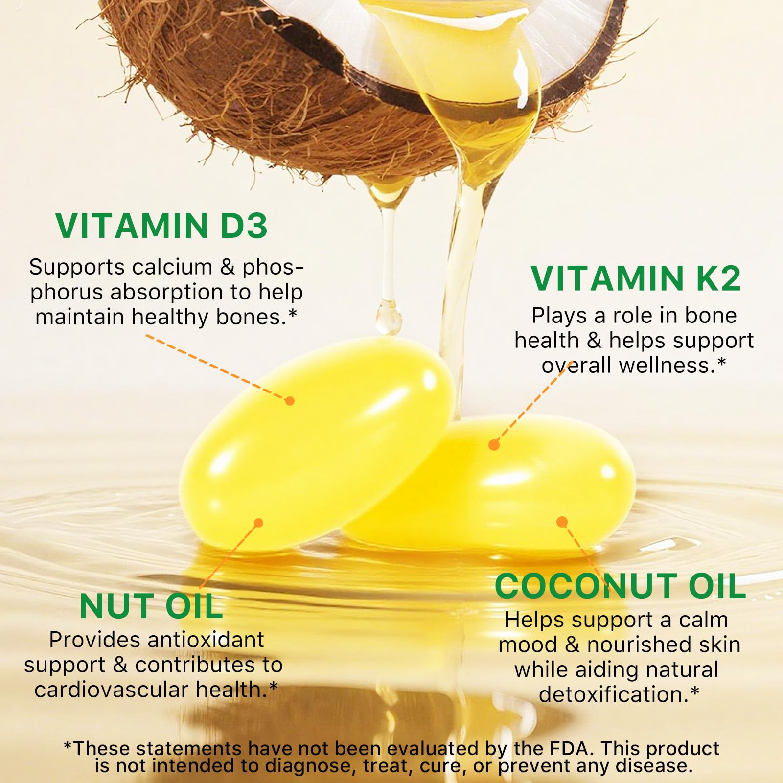 Lofuanna Vitamin D3 K2 Softgels – 2-in-1 D3 & K2 with Coconut Oil