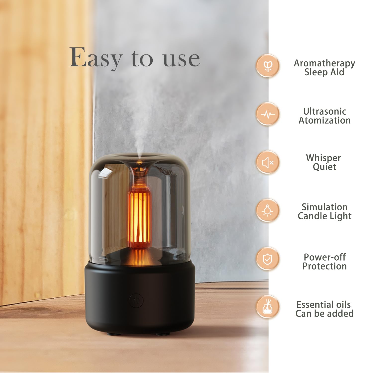 LONCIN Essential Oil Diffuser 150ml – Auto Shut-Off, Ultrasonic, Black