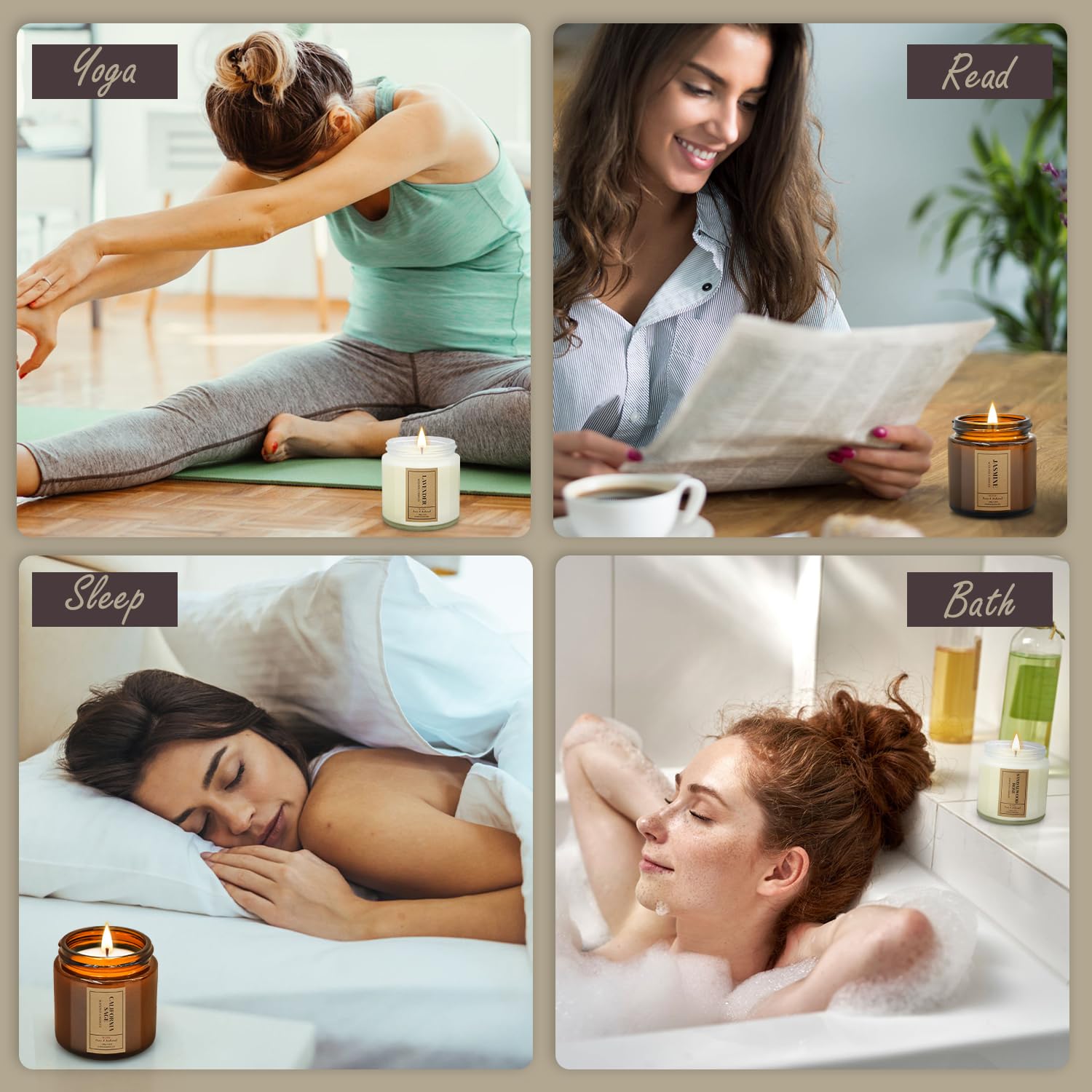 Christmas Candle Gift Set – 4-Pack Scented Soy Candles (Lavender, Jasmine, Sandalwood & Sage)