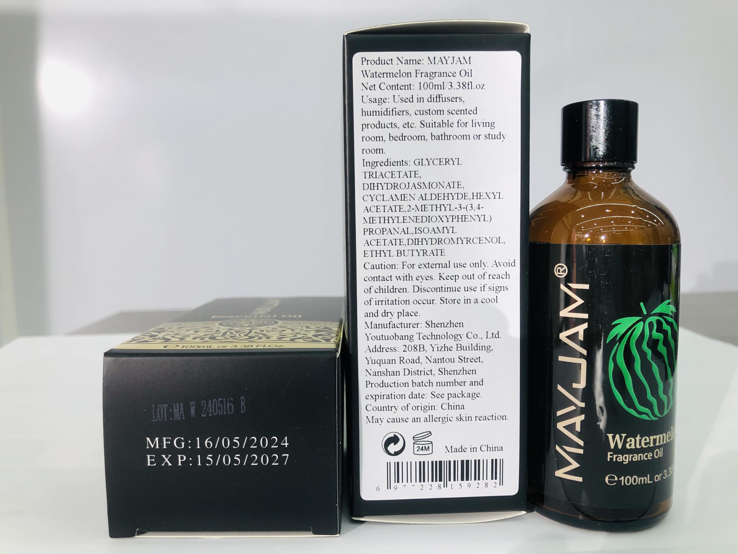 MAYJAM Watermelon Fragrance Oil 100ml – Glass Dropper, Diffuser Use & DIY Soap and Candle Making