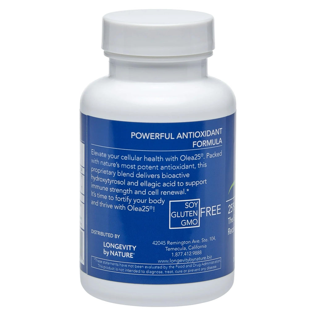 Longevity by Nature Olive Leaf Extract Capsules – Olea25 Hydroxytyrosol Supplement | Organic Antioxidant Support