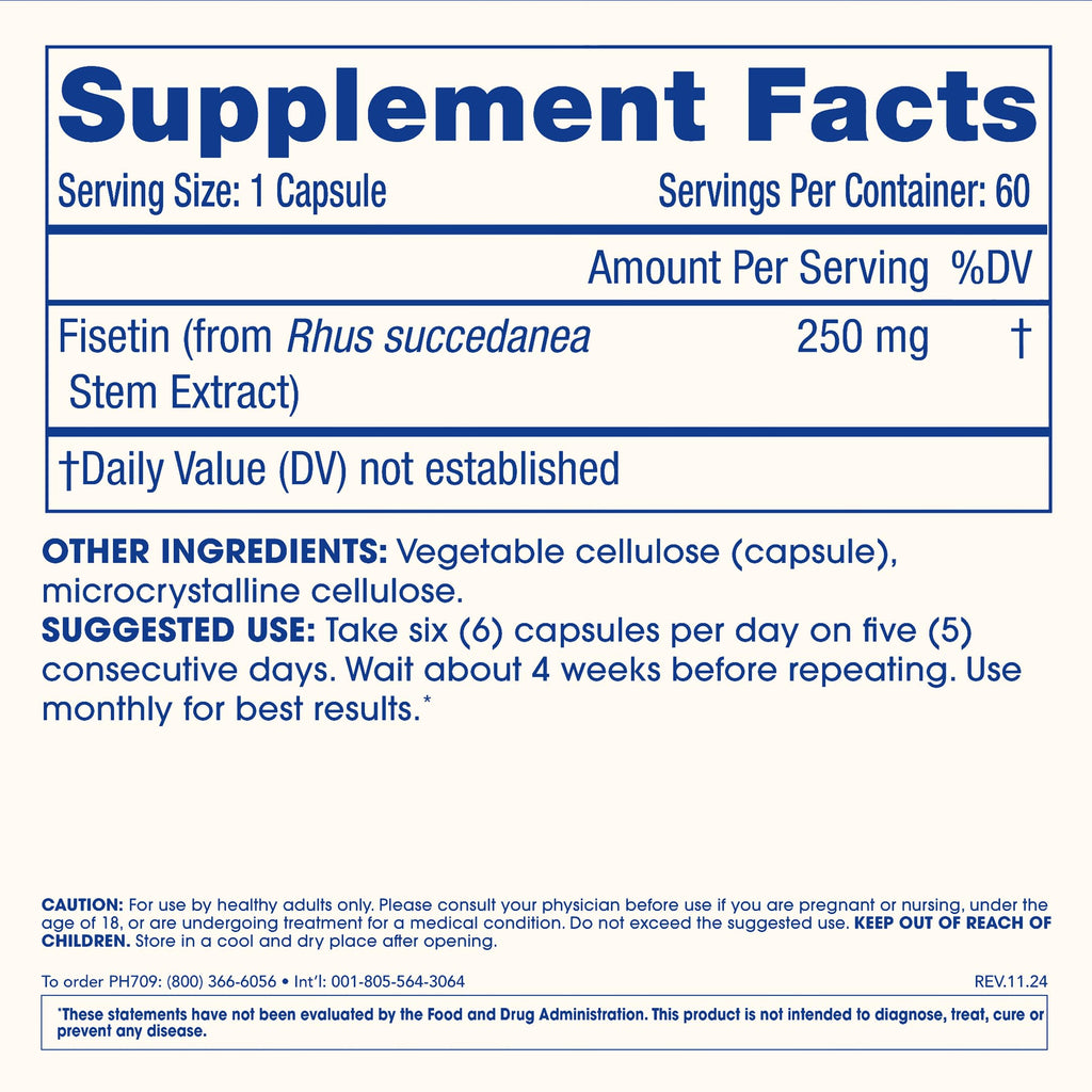 ProHealth Pure Fisetin 250mg – 60 Capsules | Brain Health & Healthy Aging | GMP USA | 3x Tested