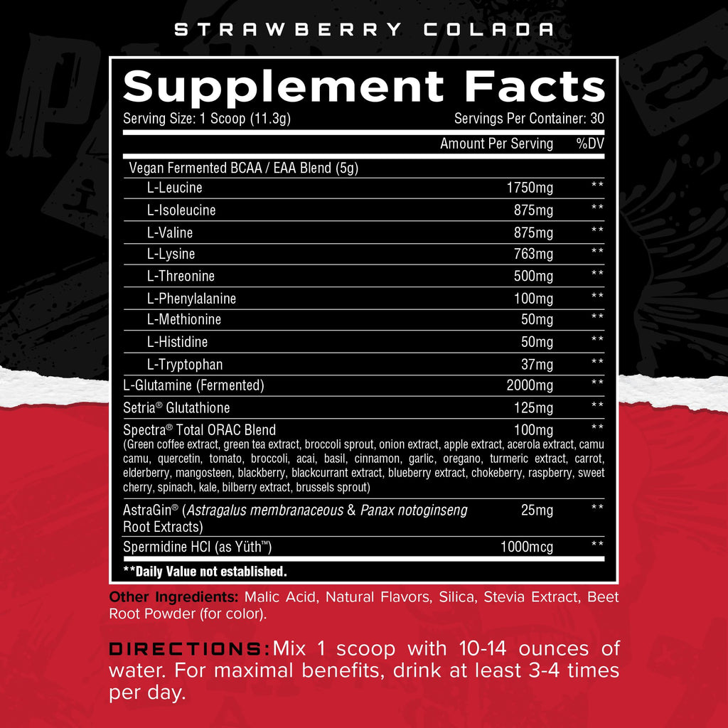 Unmatched Longevity EAA | Essential Amino Acids for Muscle Growth & Recovery | 30 Servings Strawberry Colada