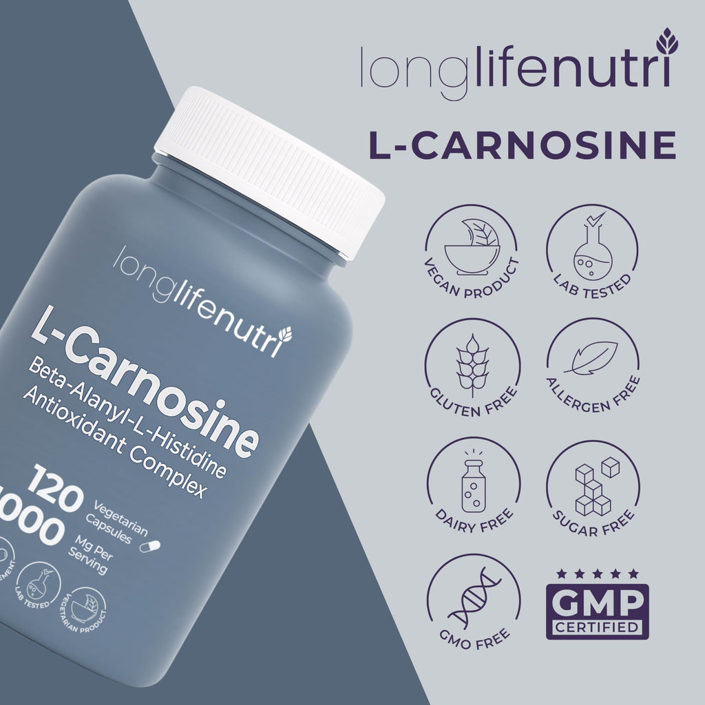 LongLifeNutri L-Carnosine 1000mg – 2-Month Supply, Made in USA