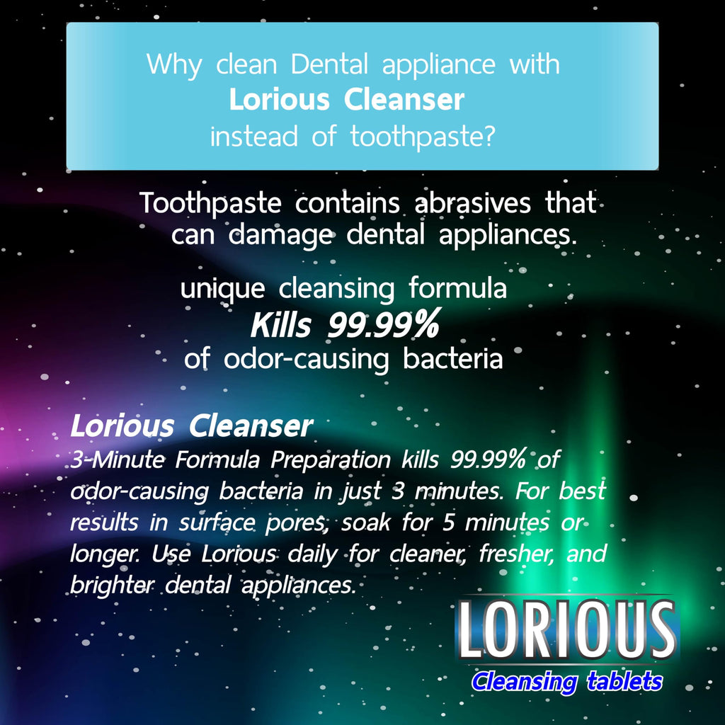 LORIOUS Retainer Cleaner Tablets (120 ct) – 4 Months of Daily Cleaning for Retainers, Aligners, Dentures and Mouth Guards
