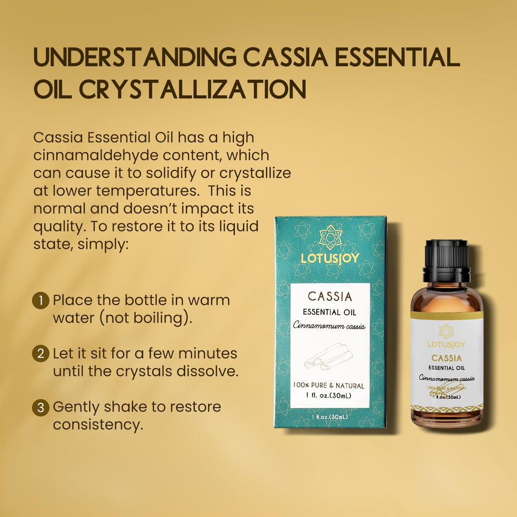 LOTUSJOY Cassia Cinnamon Bark Essential Oil – 1 oz | Pure, Steam-Distilled