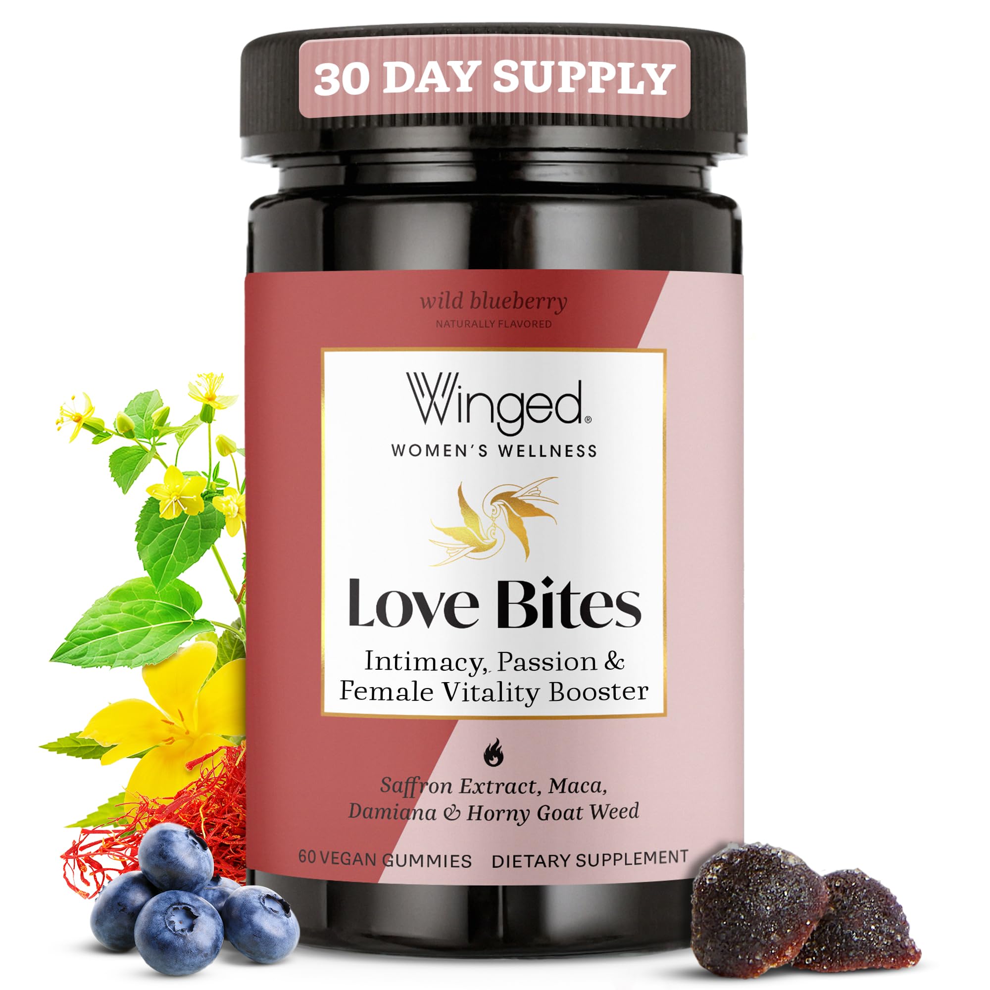 Winged Wellness Love Bites | Libido Booster for Women with Maca, Damiana & Horny Goat Weed